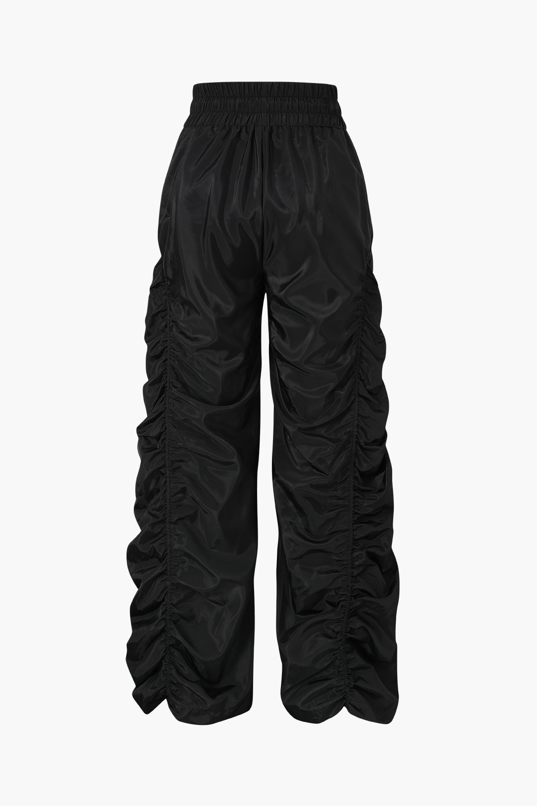 Büzgülü Geniş Paça Kargo Pantolon - Siyah