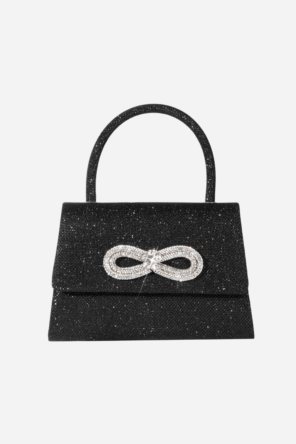 Metalik Parlak Diamante Saplı Çanta - Siyah
