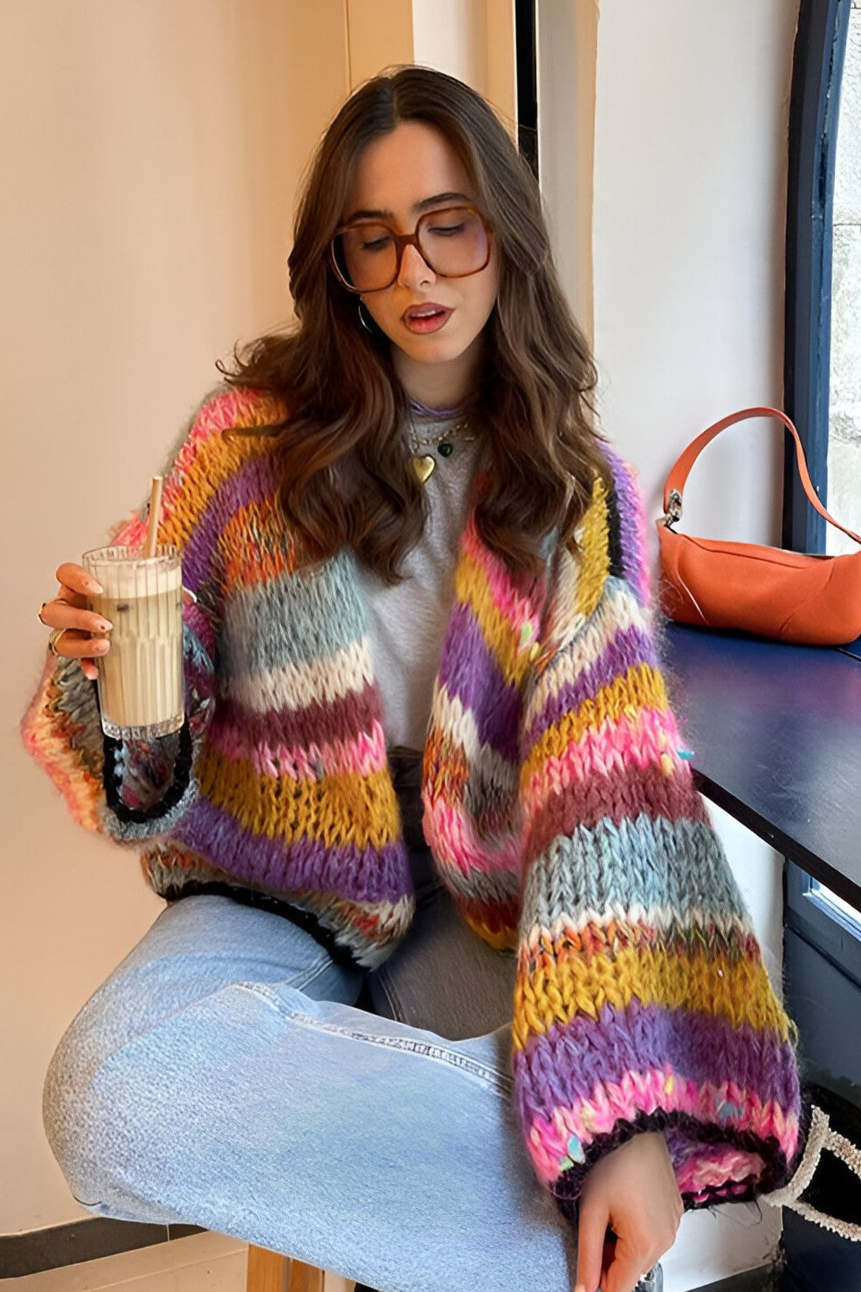 Oversize Ve Renkli Hırka - 4. görünüm