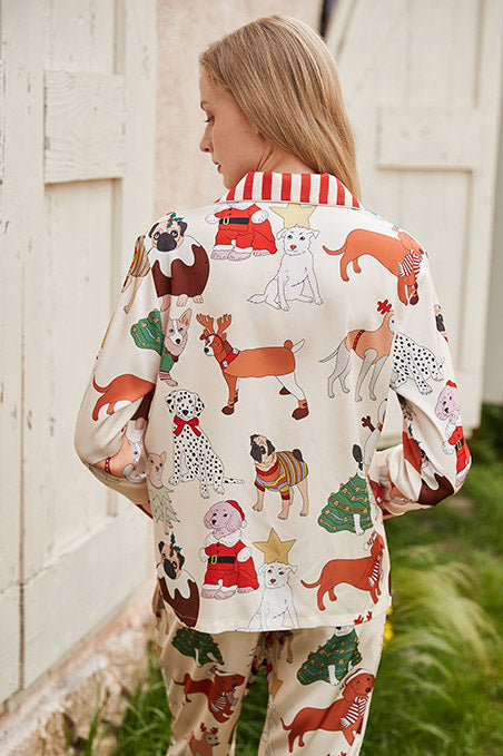 Noel Köpek Desenli Pijama Takımı-Pantolon Takımı - 2. görünüm