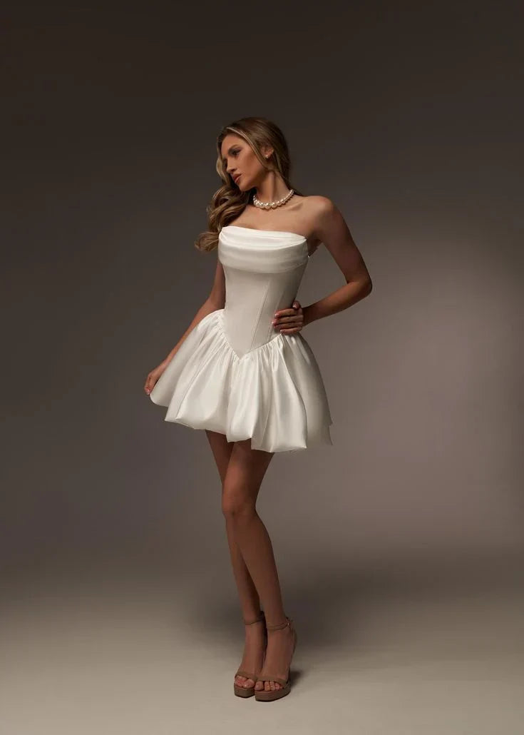 Jovienne Saten Mini Elbise - 5. görünüm