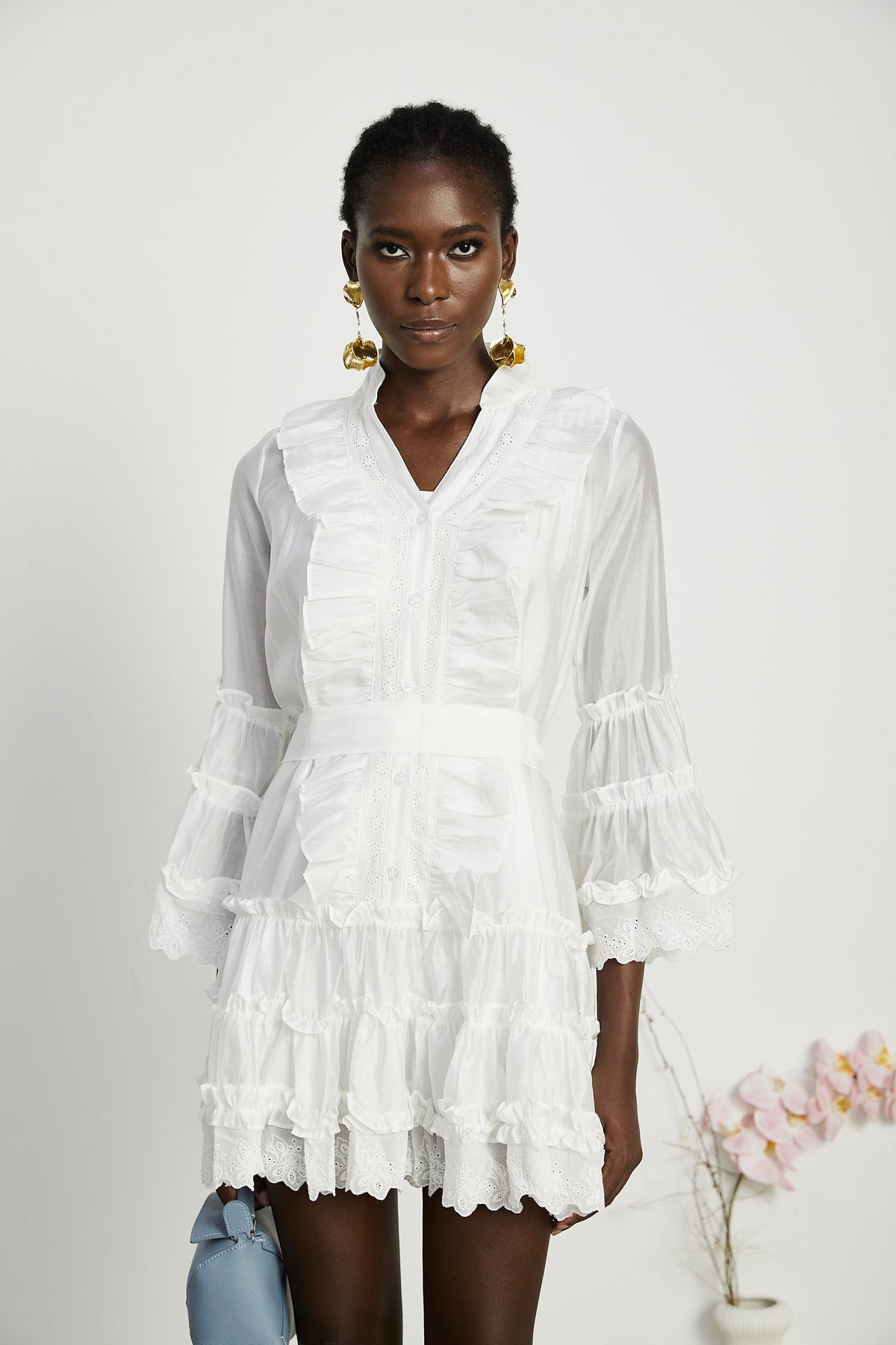 Agathe Mini Elbise - Beyaz