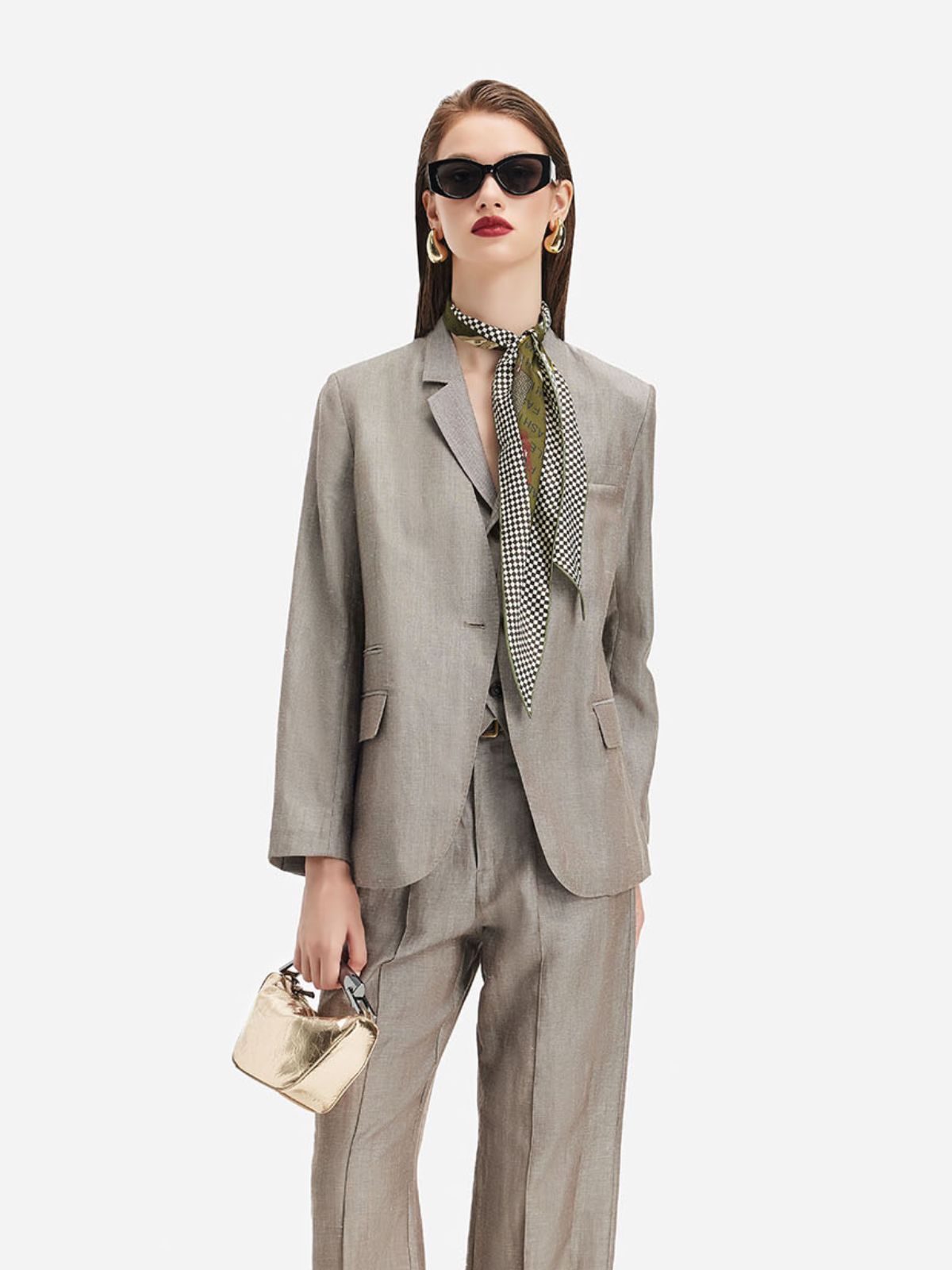 Fransız Yün Keten Blazer - 4. görünüm