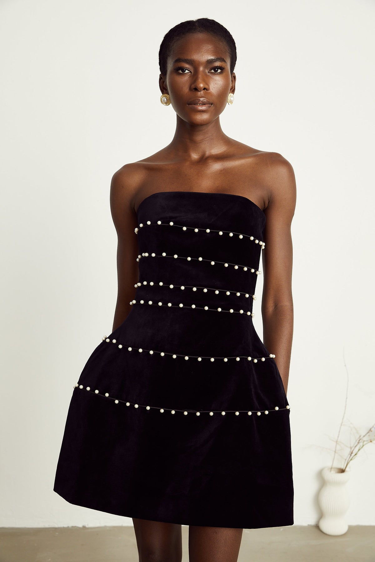 Camille Kadife Mini Elbise - 9. görünüm