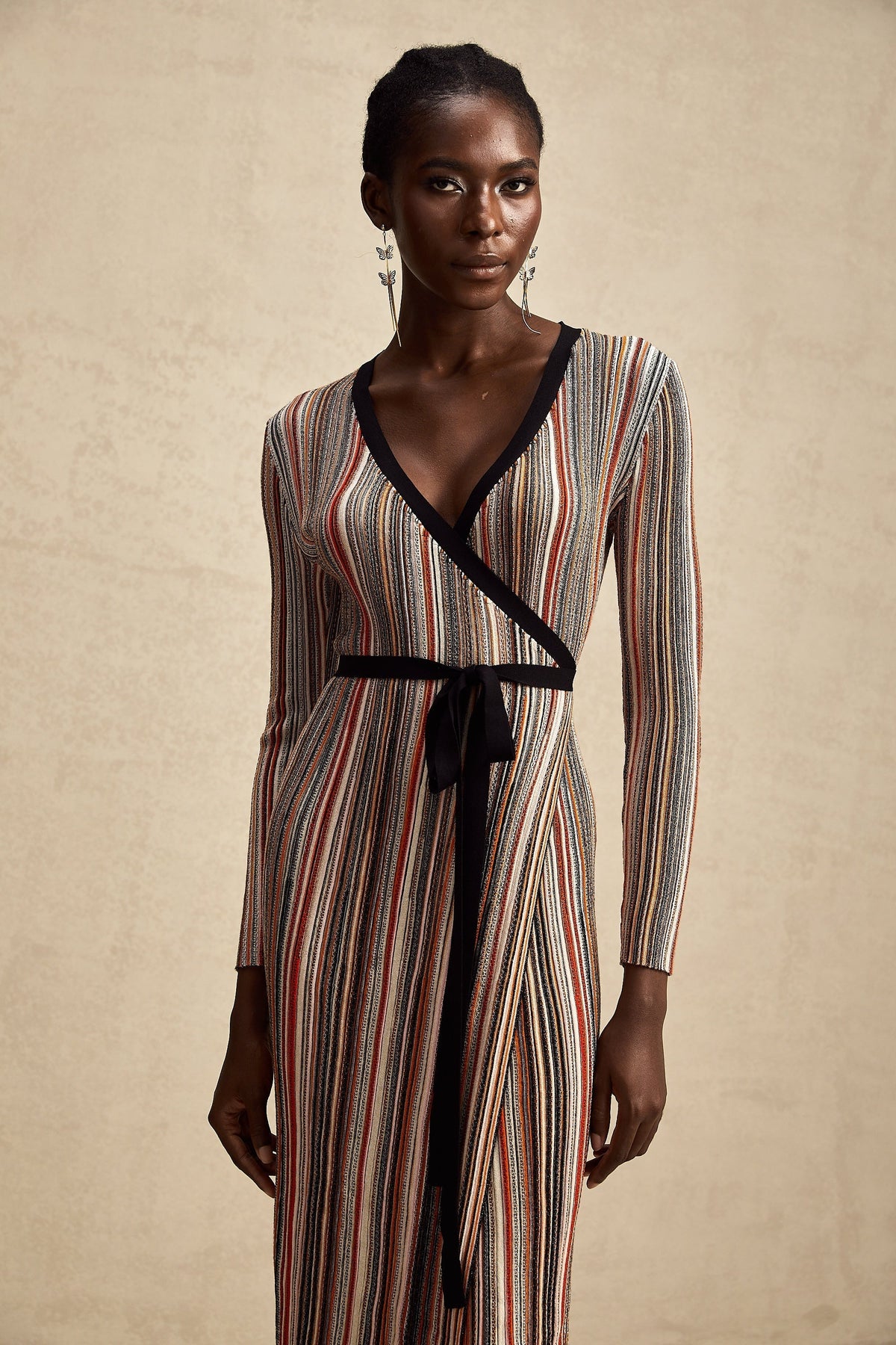 Adèle Stripe Midi Elbise
