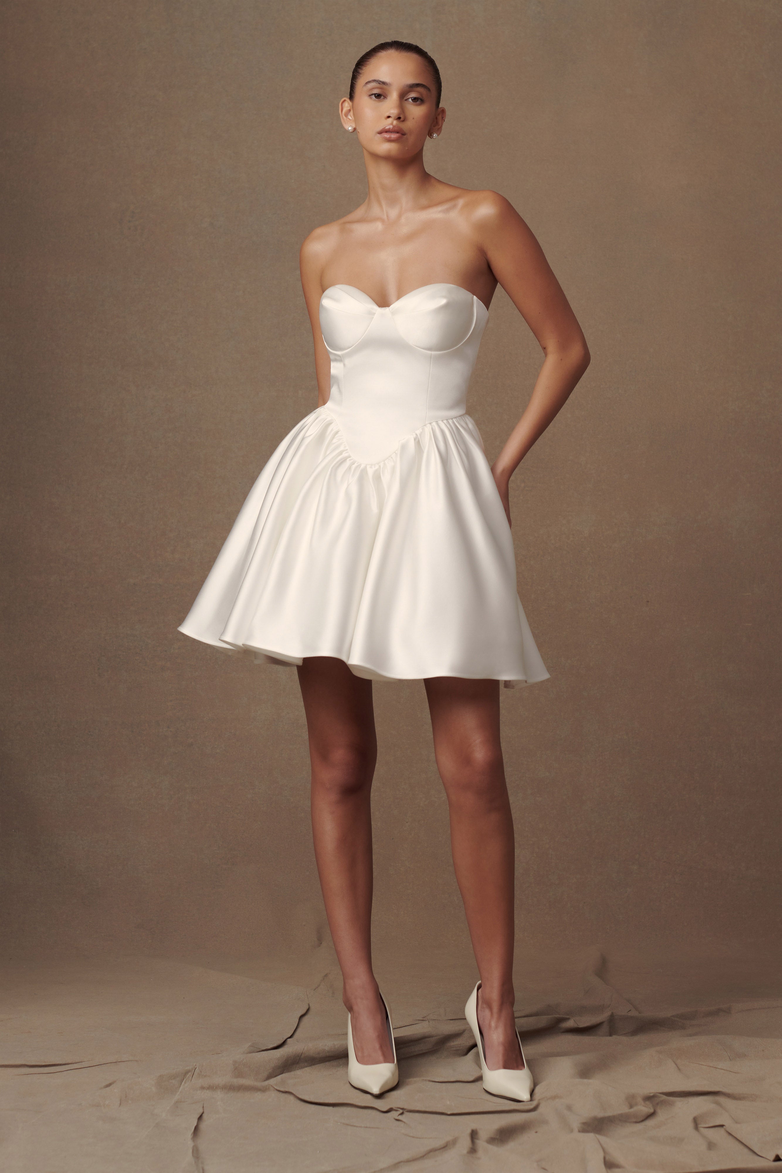 Hollie Yapılı Korse Mini Elbise - Beyaz