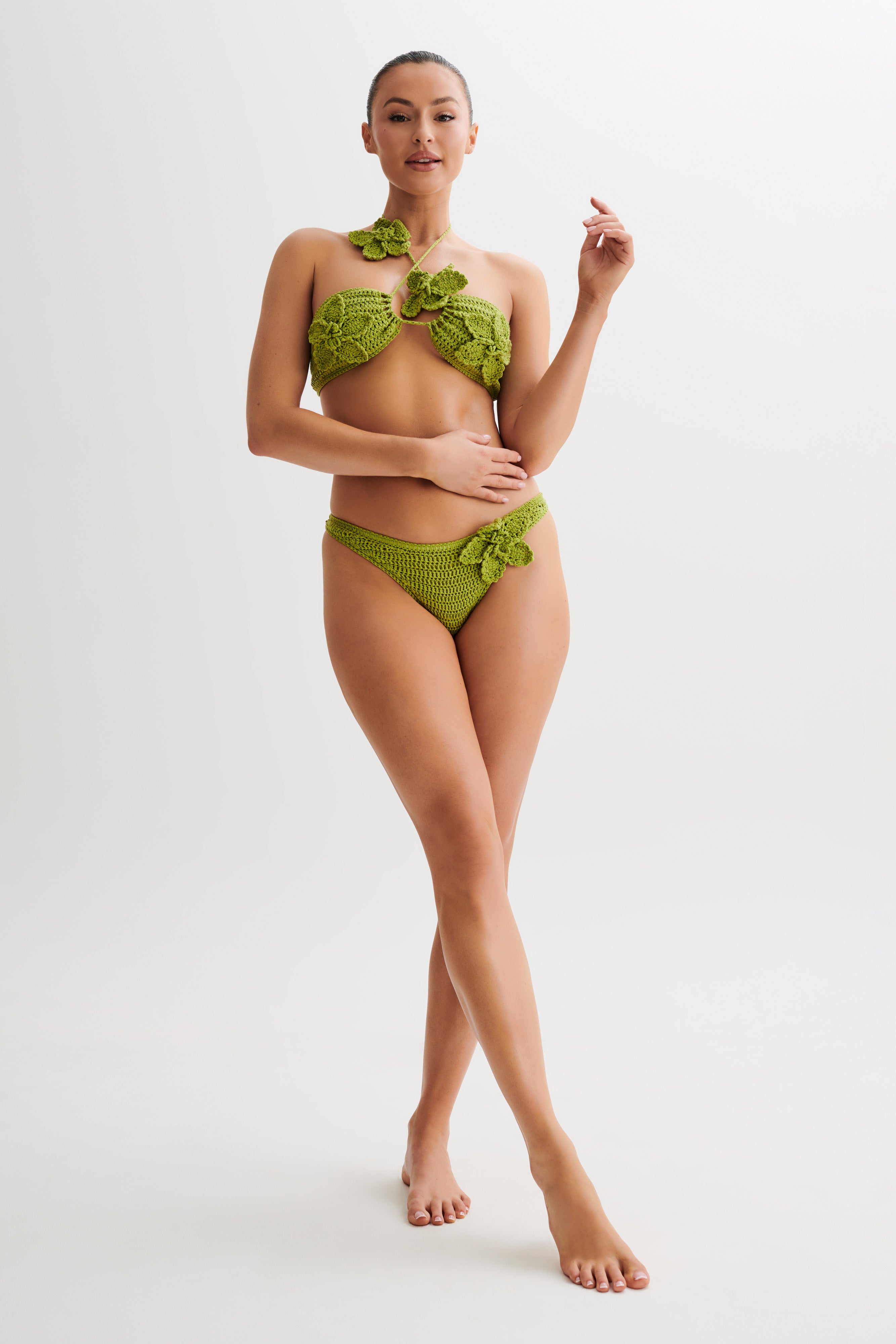 Skye Çiçek Desenli Bağcıklı Bikini Altı - Apple