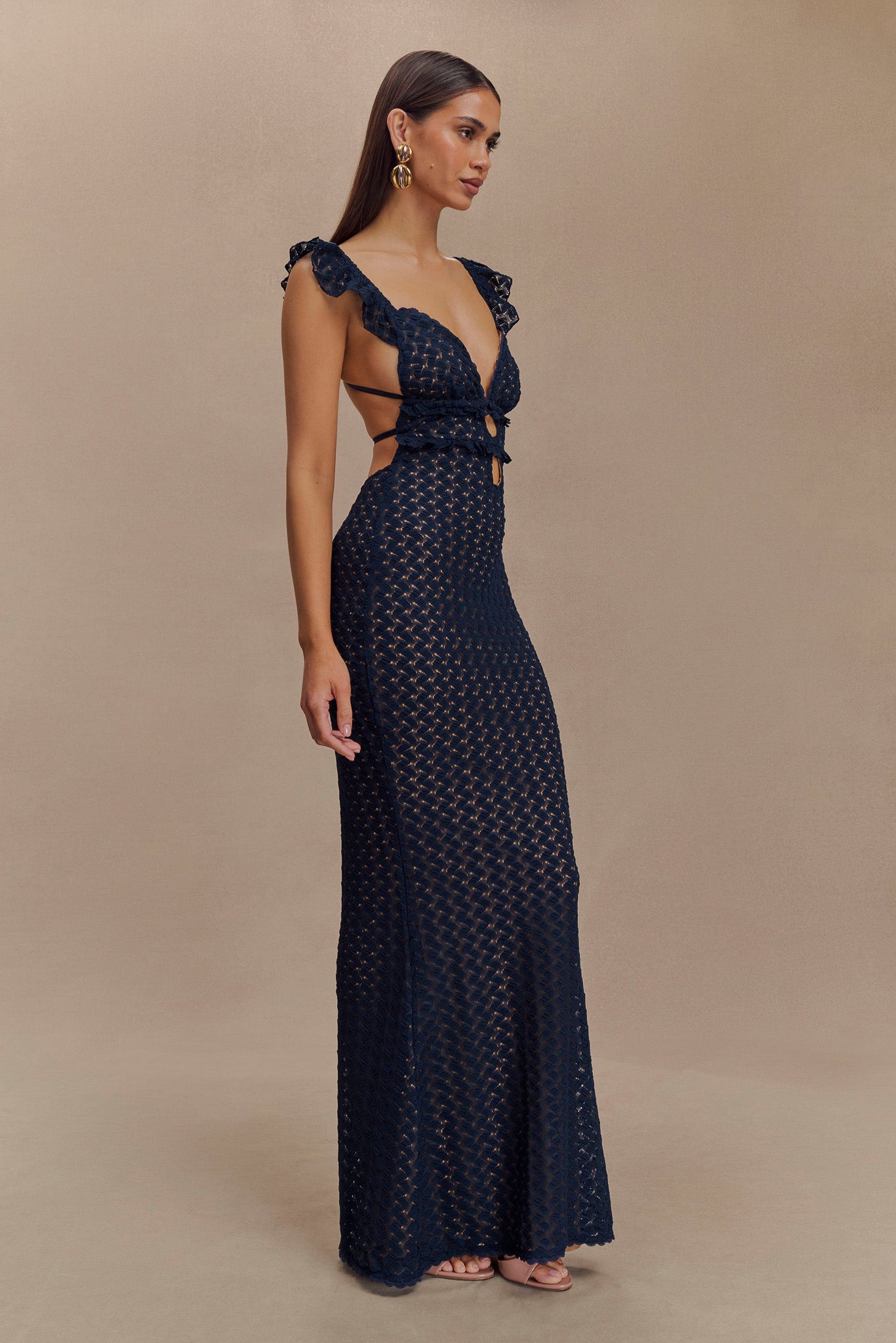 Ezra Dantelli Uzun Elbise - Lacivert