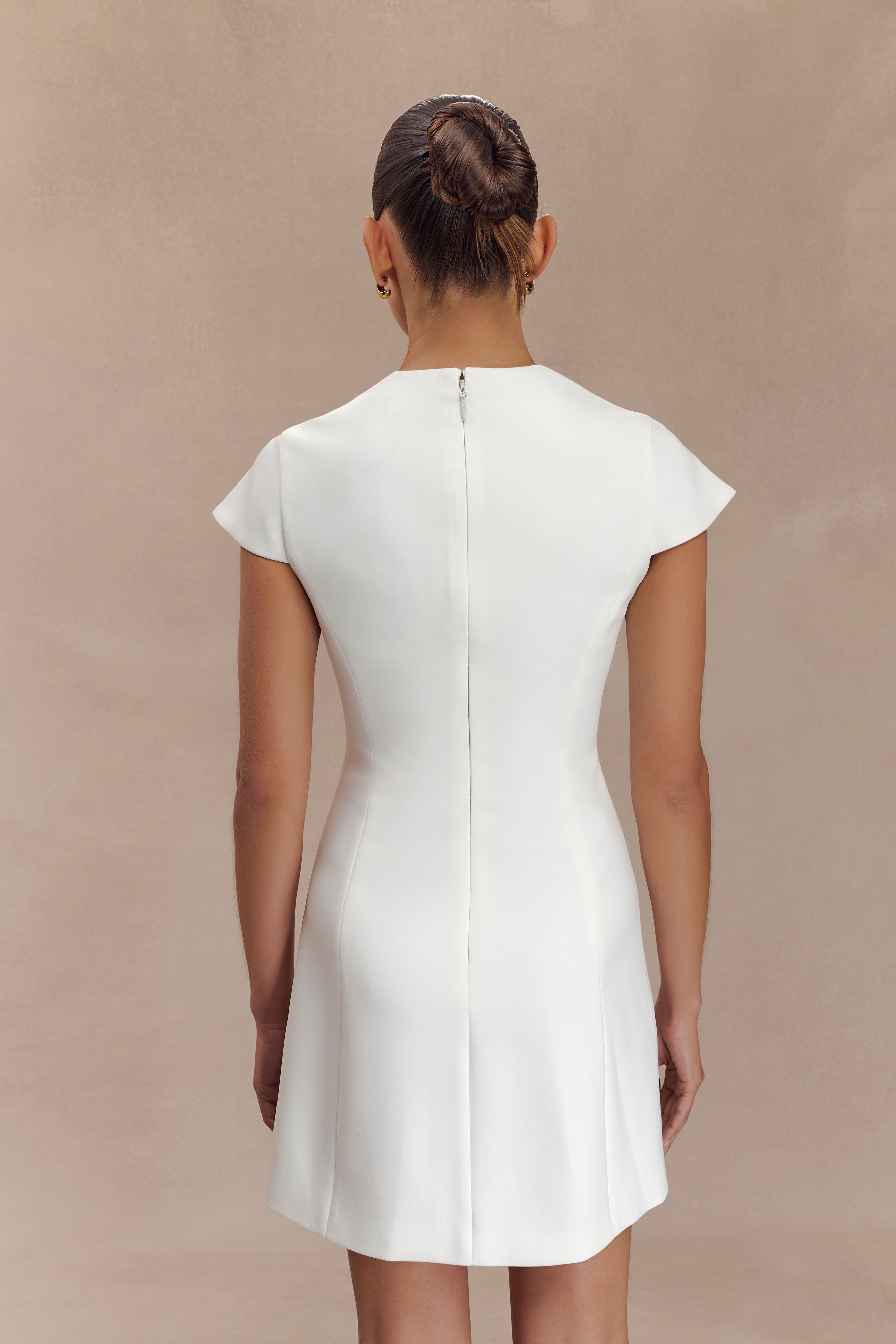 Remi Suiting Çiçek Desenli Mini Elbise - Beyaz