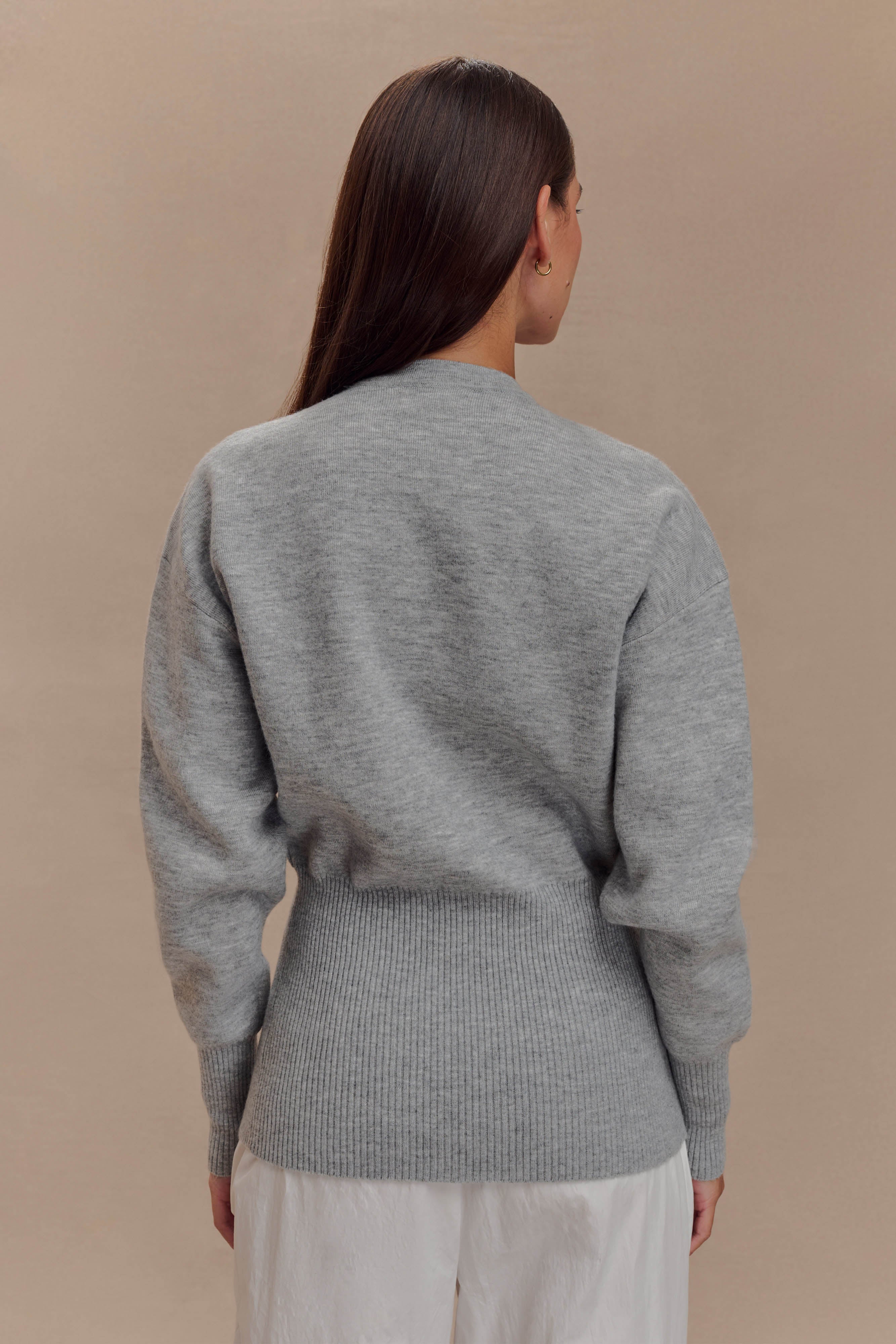 Alexia Düğmeli Oversize Hırka - Gri Marle