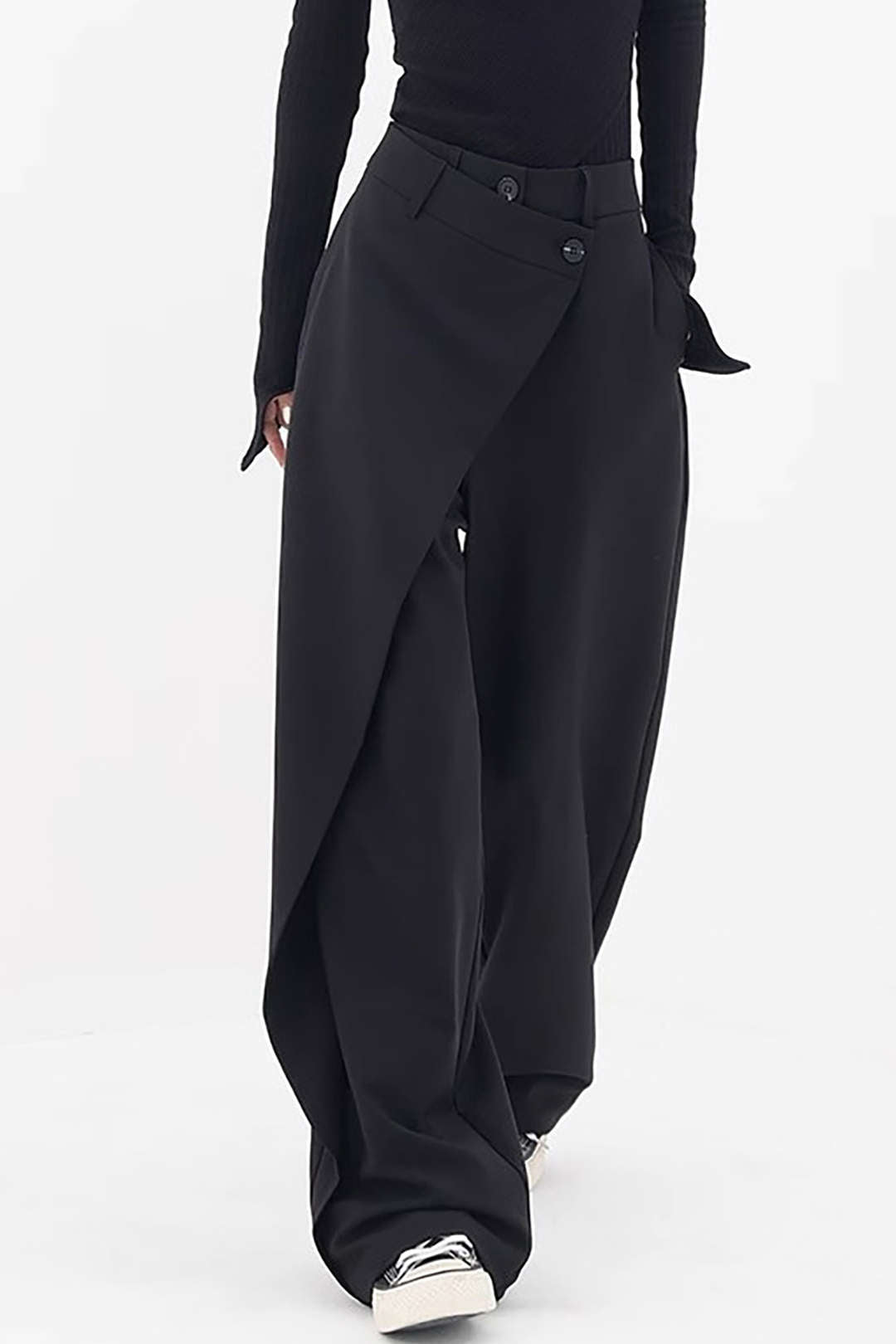 Drape Kruvaze Düz Paça Takım Pantolon