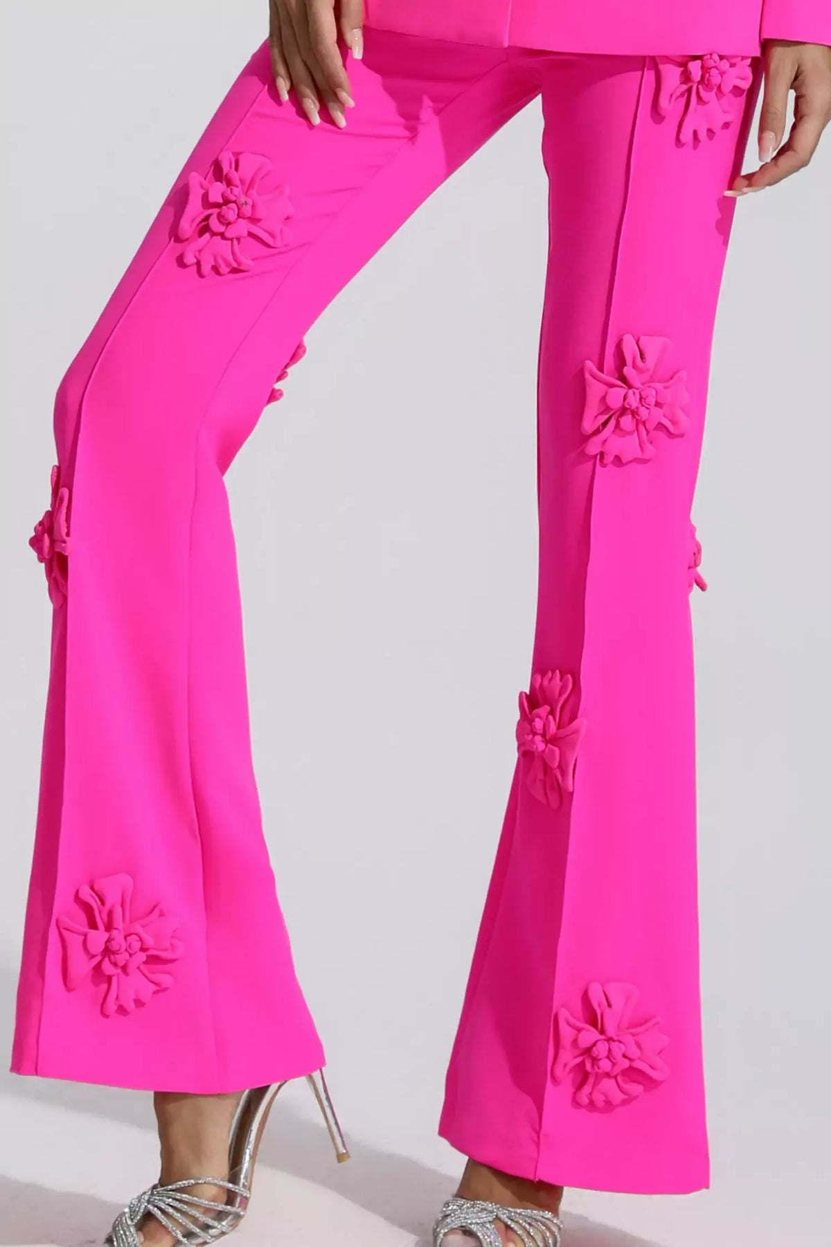 Ari Pembe Jakarlı Çiçekli Blazer Takım - 9. görünüm