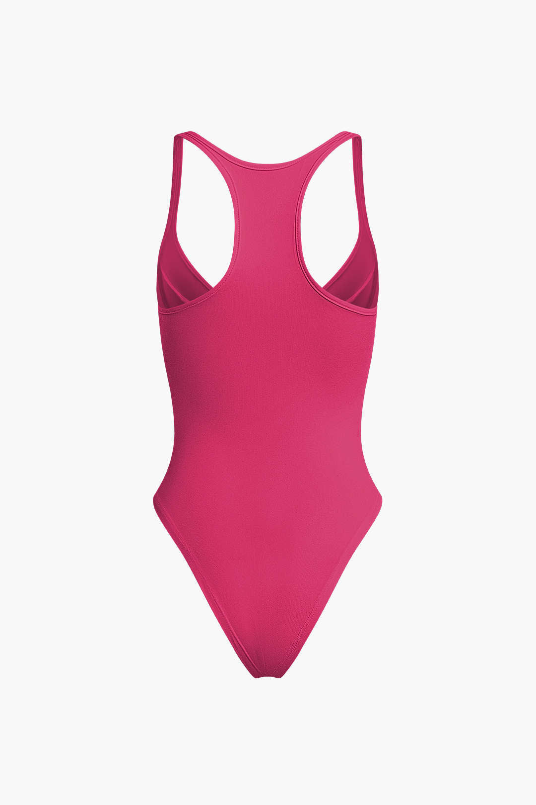 Düz Renk Derin V Yaka Bustiyer Bodysuit - Ahududu