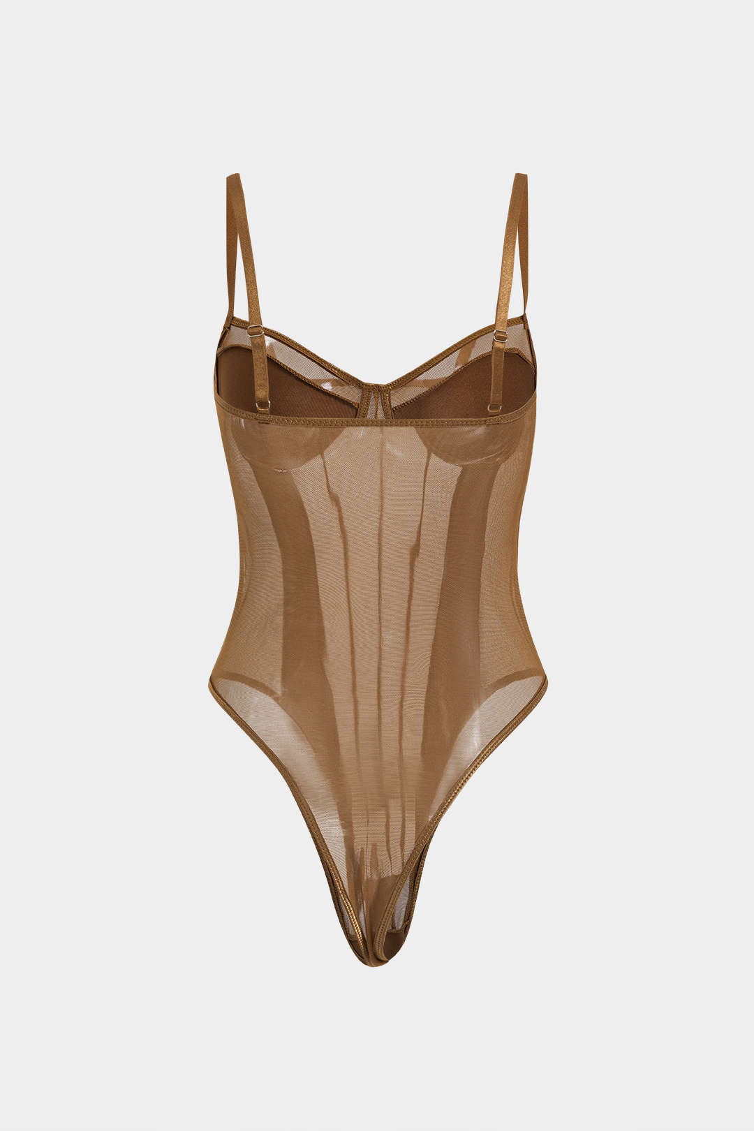 Ağ Detaylı Sırt Açık Şeffaf Patchwork Korseli Askılı Bodysuit
