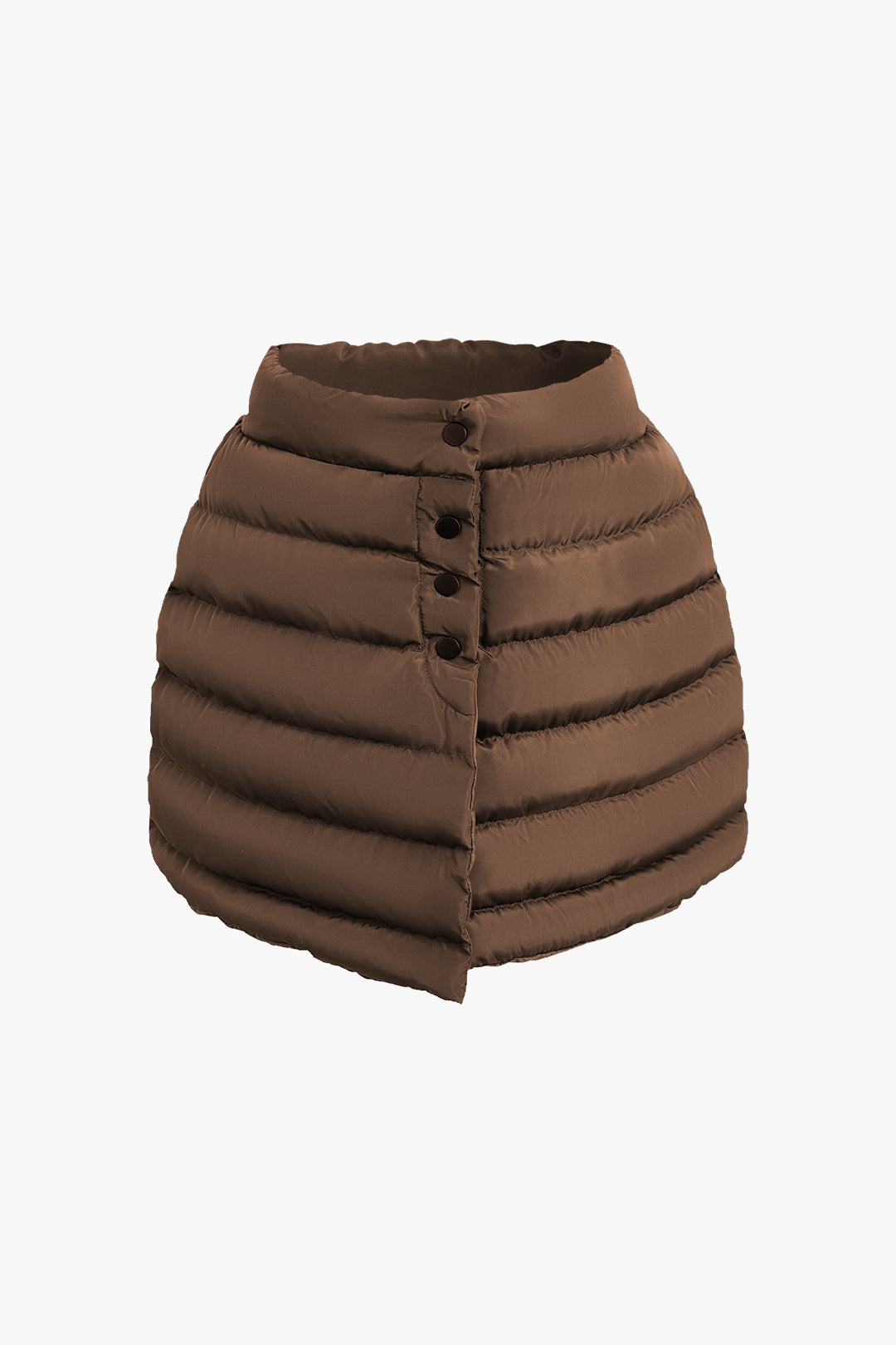 Düz Düğmeli Şişme Mini Etek - 5. görünüm