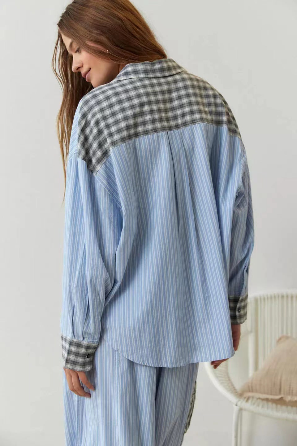 Gök Mavisi Bol Ek Parçalı Pijama Takımı - 3. görünüm