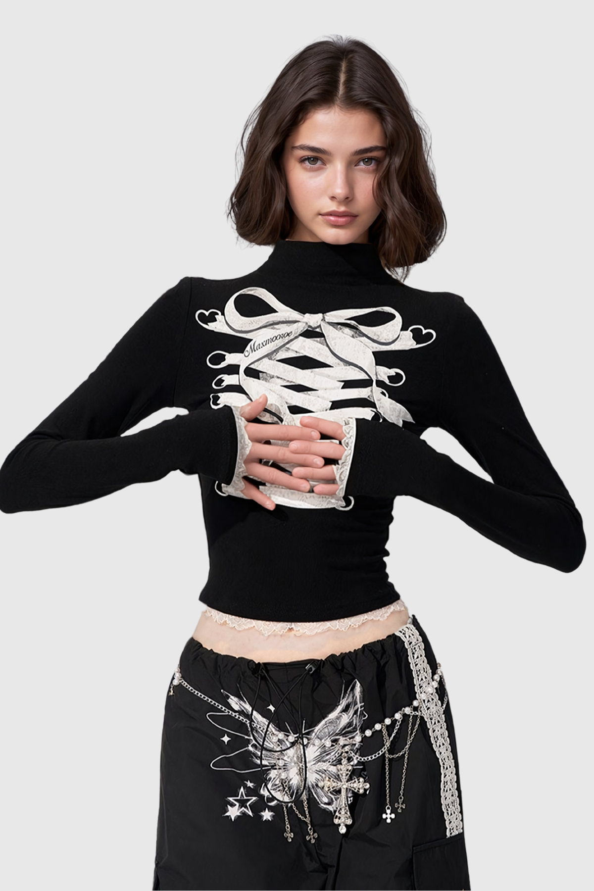 Acevedo Desenli Uzun Kollu Bodycon Üst - 4. görünüm