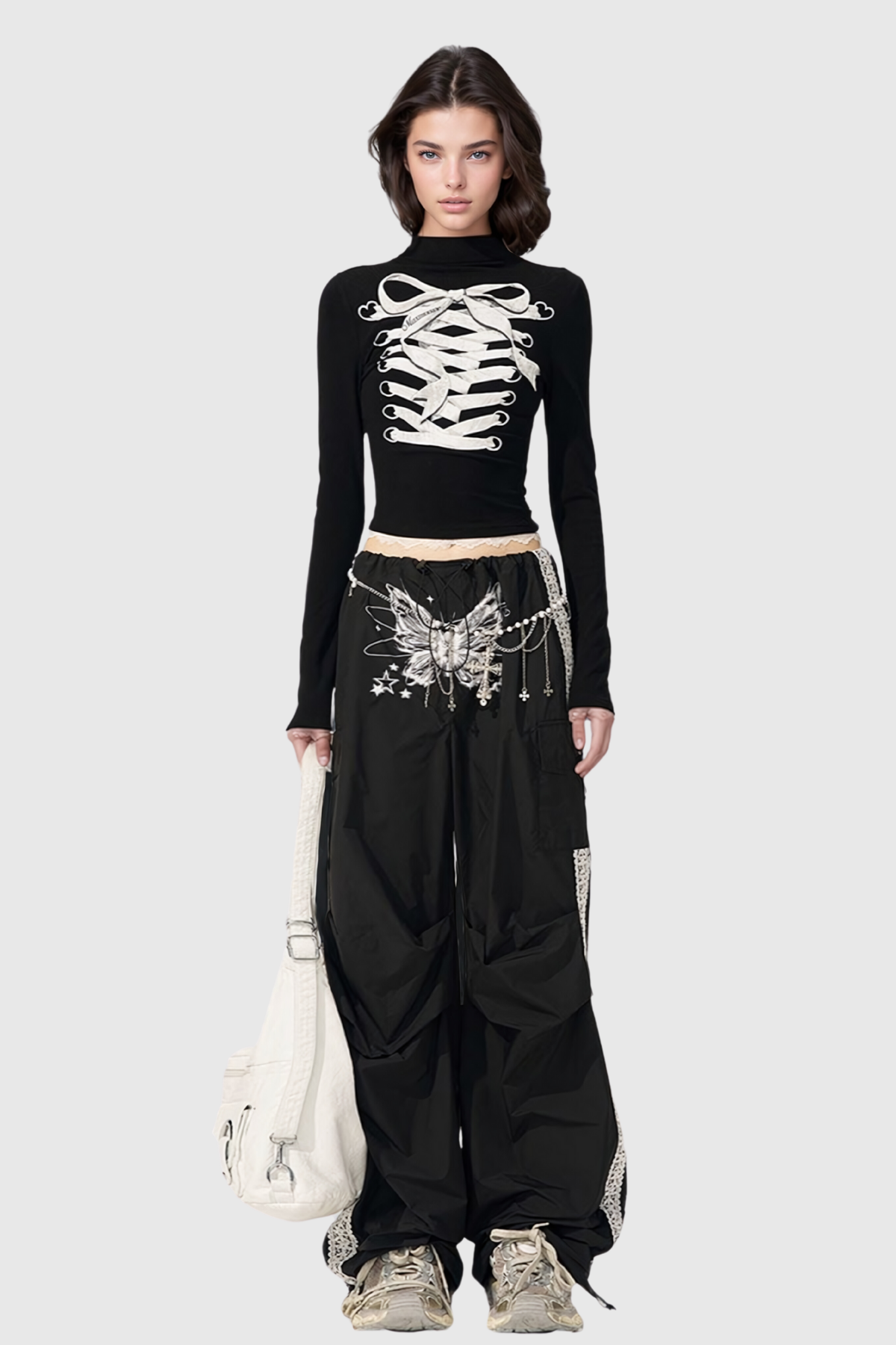 Acevedo Desenli Uzun Kollu Bodycon Üst - 6. görünüm