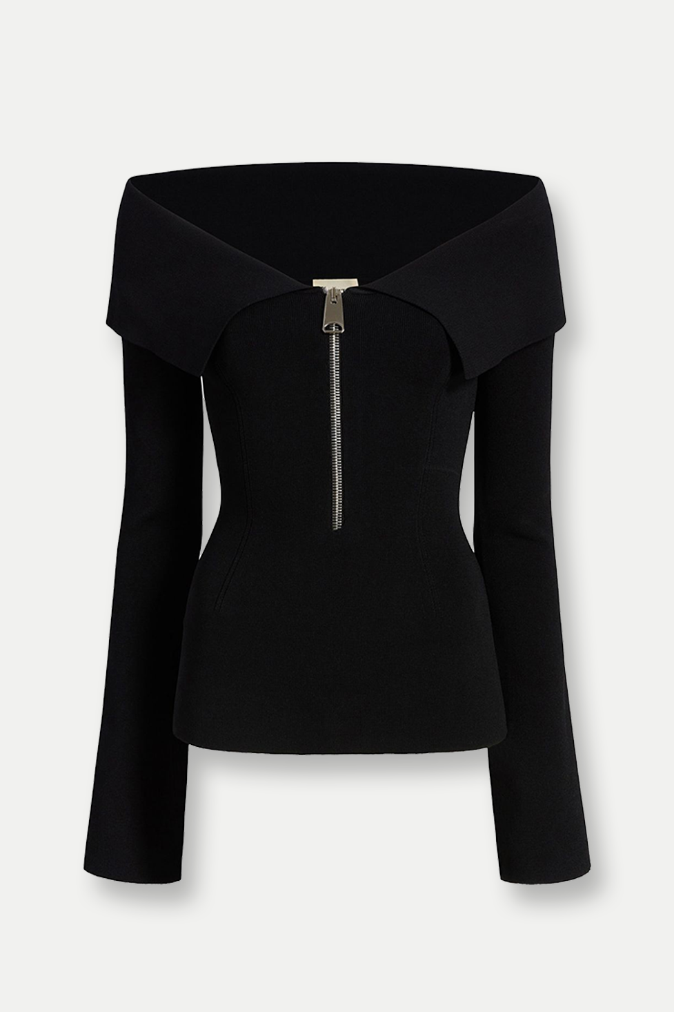 Meşe Palamudu Düşük Omuz Fermuarlı Bodycon Üst - 6. görünüm
