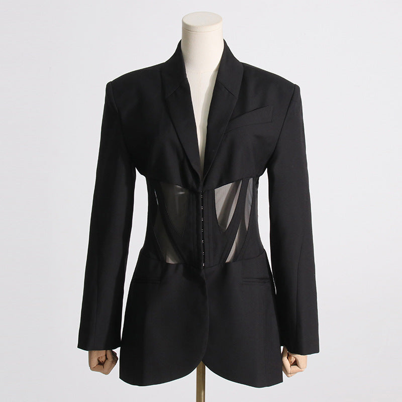 Karina Panel Detaylı Tül Blazer – Siyah - 3. görünüm