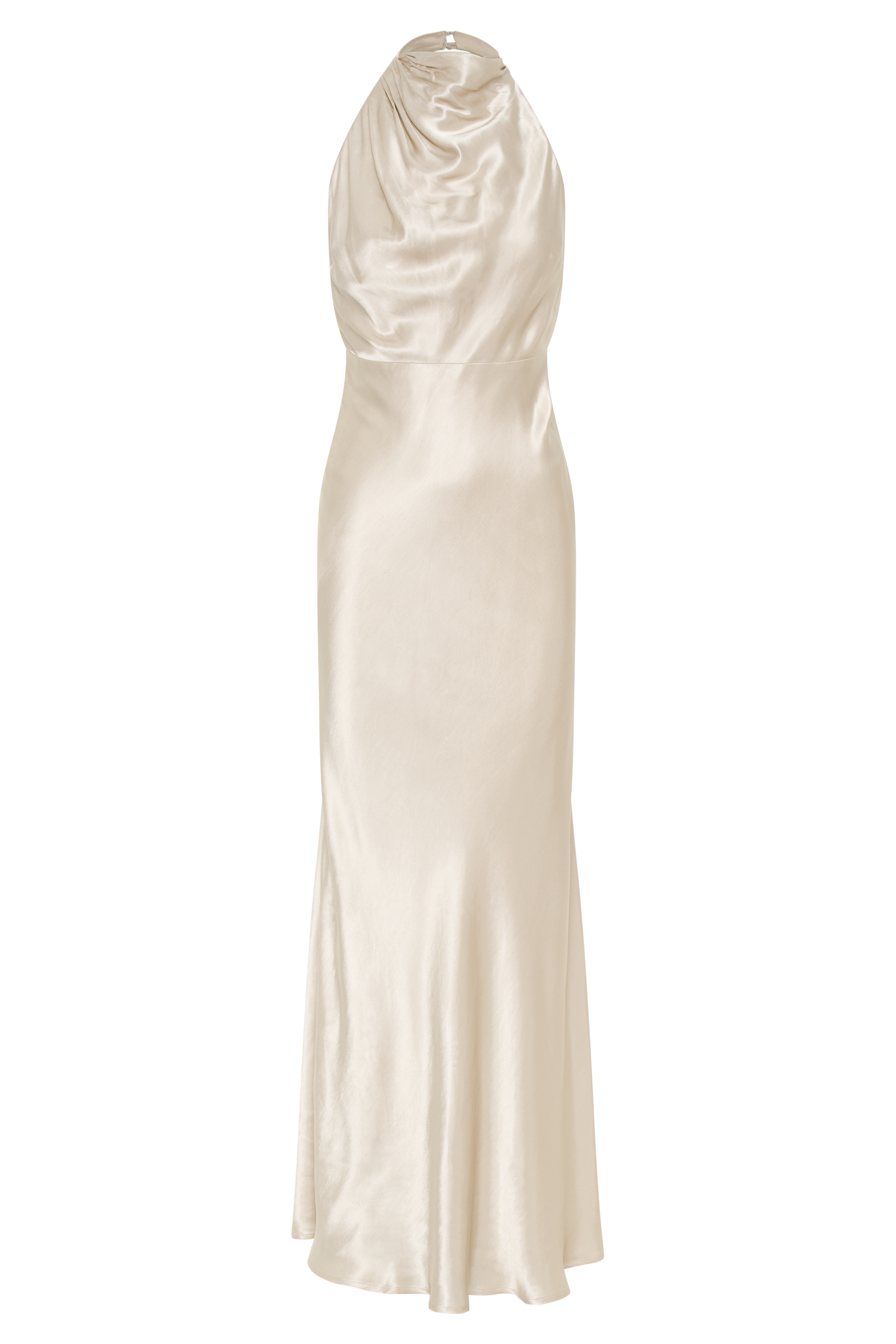 Esther Yanardöner Saten Cowl Maxi Elbise - Altın