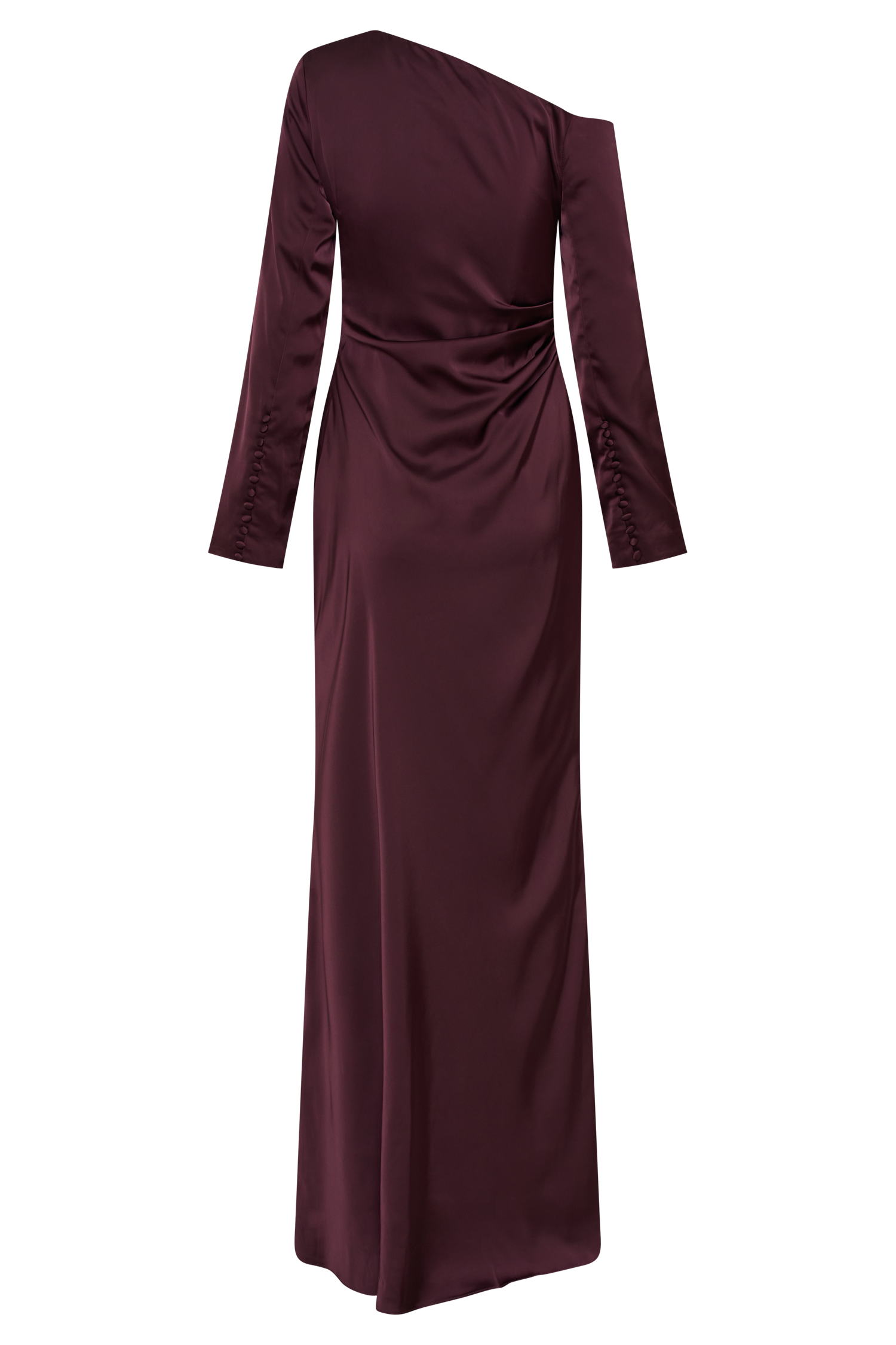 Avery Uzun Kollu Maxi Elbise - Mürdüm