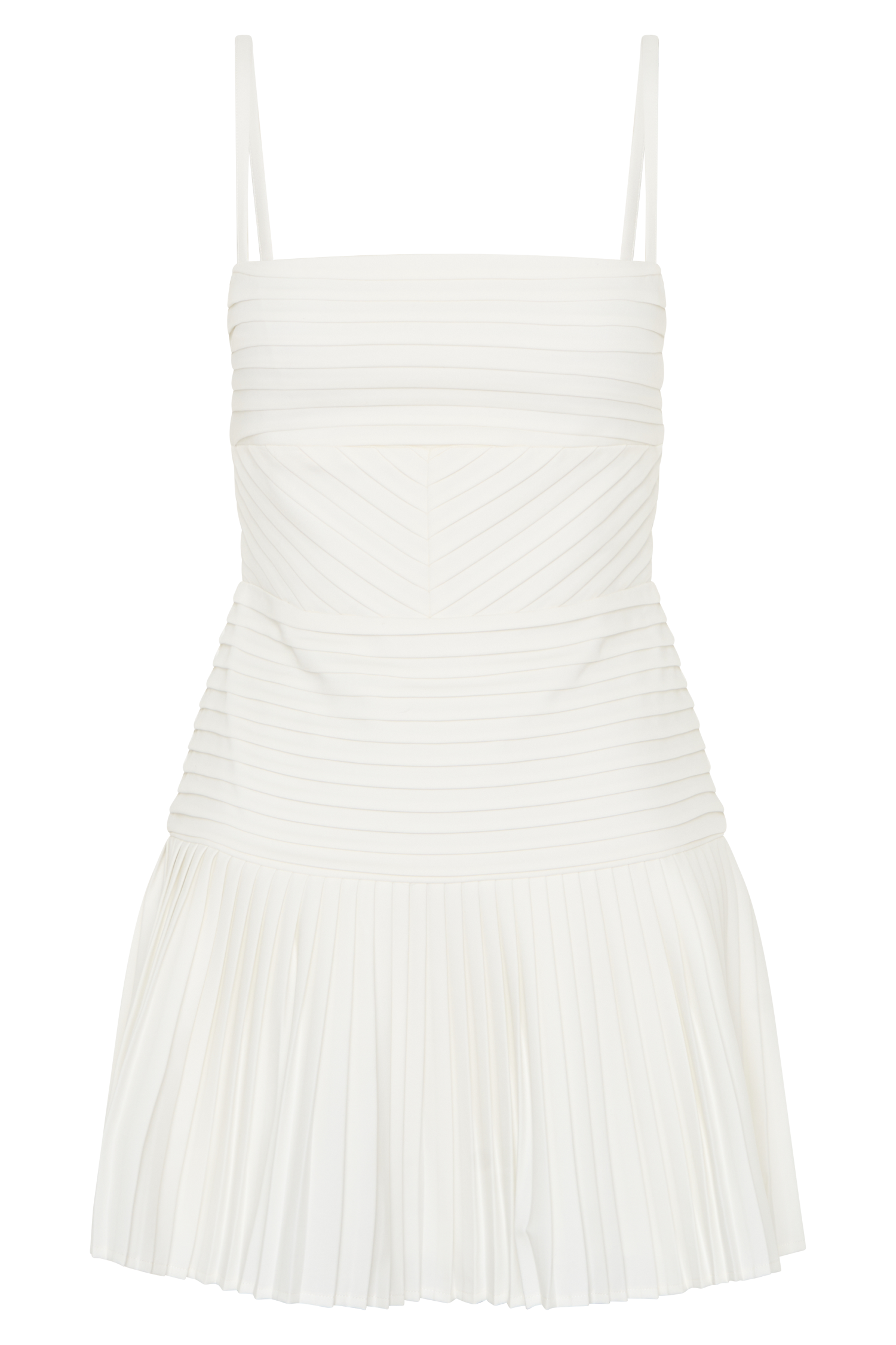 Rylee Multi Plise Mini Elbise - Beyaz