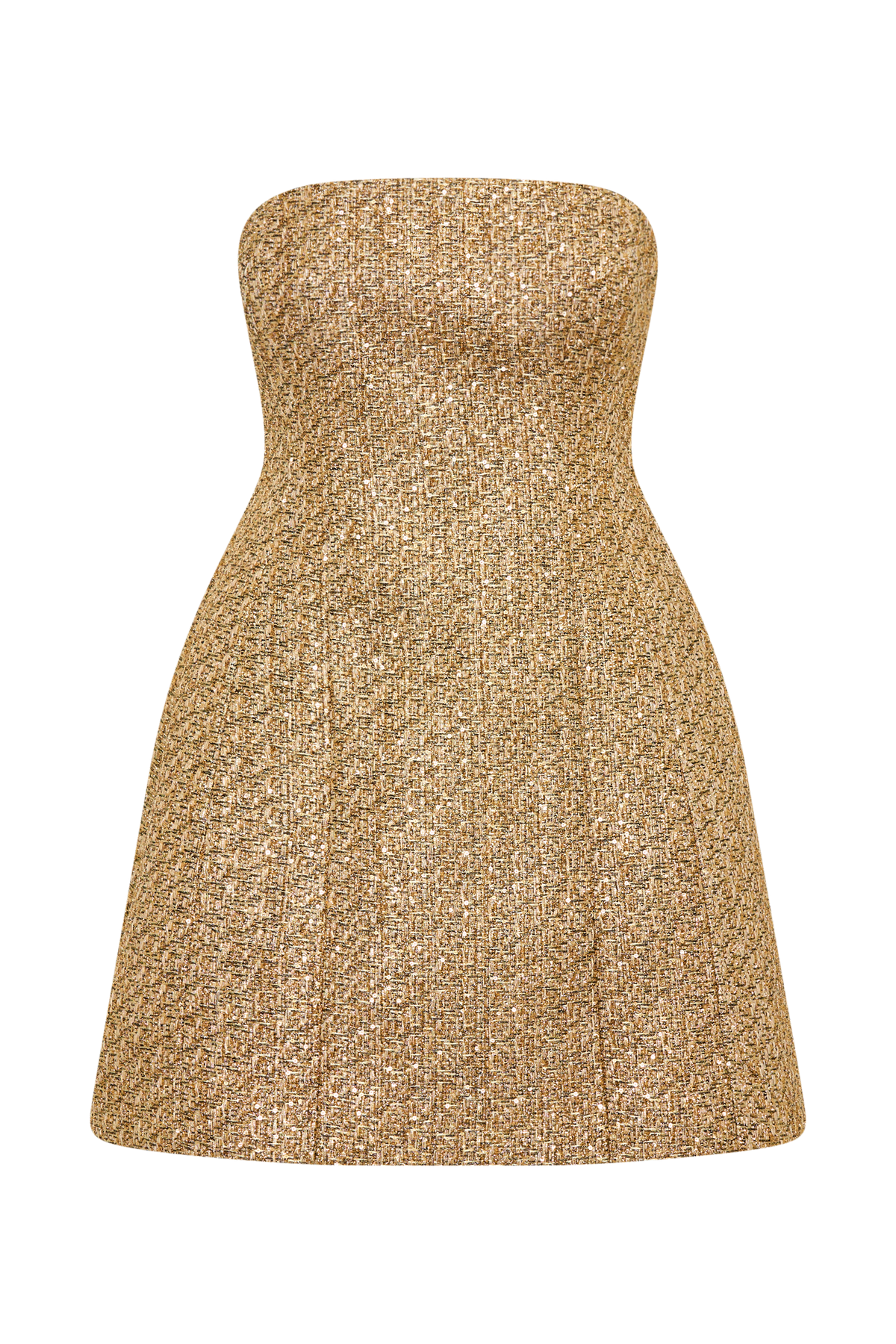 Gala Straplez Tüvit Mini Elbise - Gold