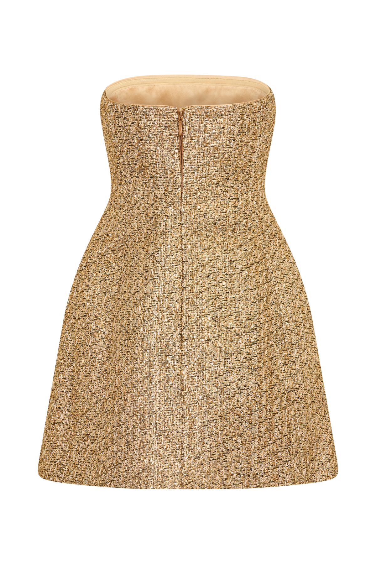 Gala Straplez Tüvit Mini Elbise - Gold