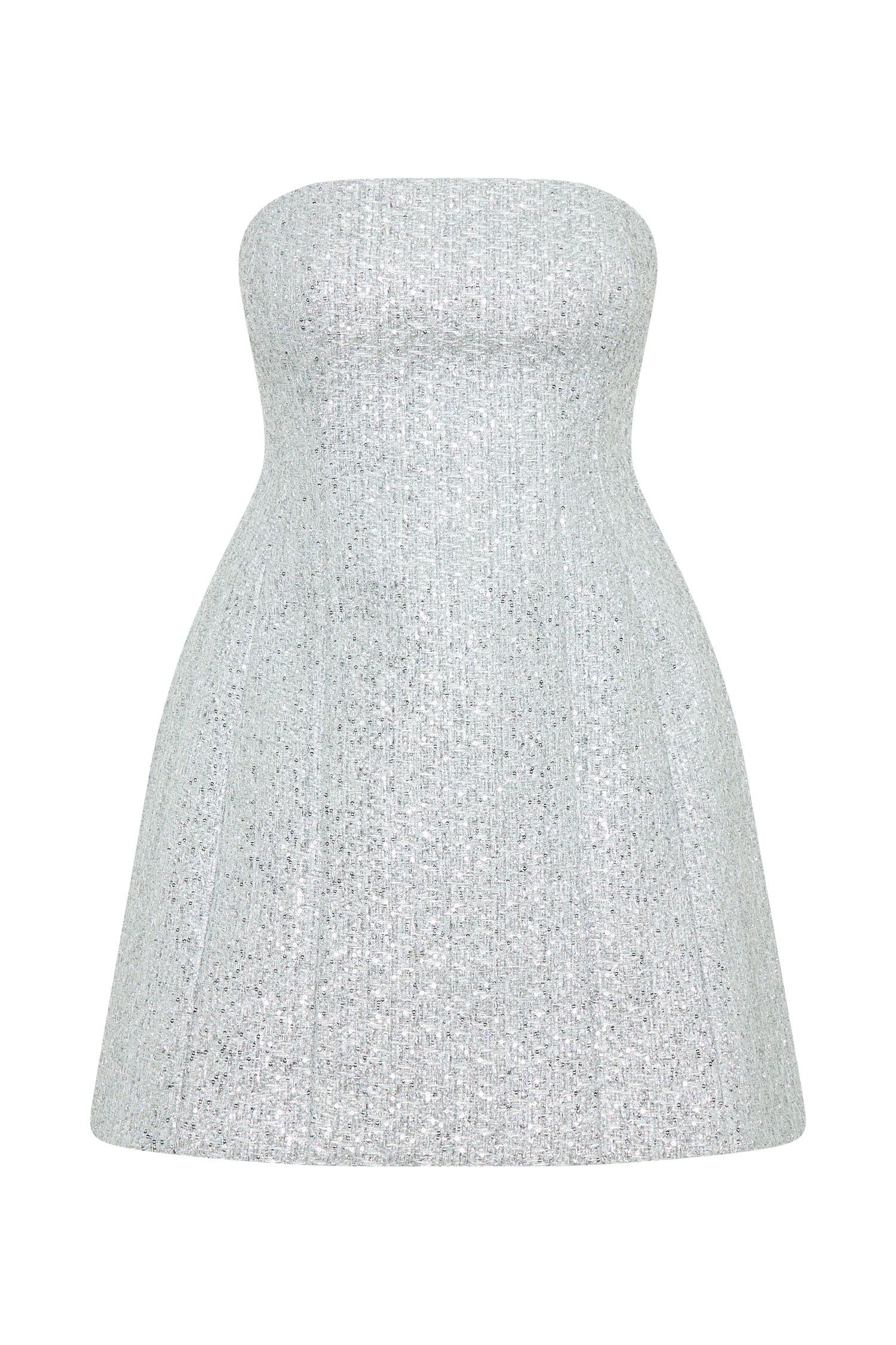 Gala Straplez Tüvit Mini Elbise - Gümüş