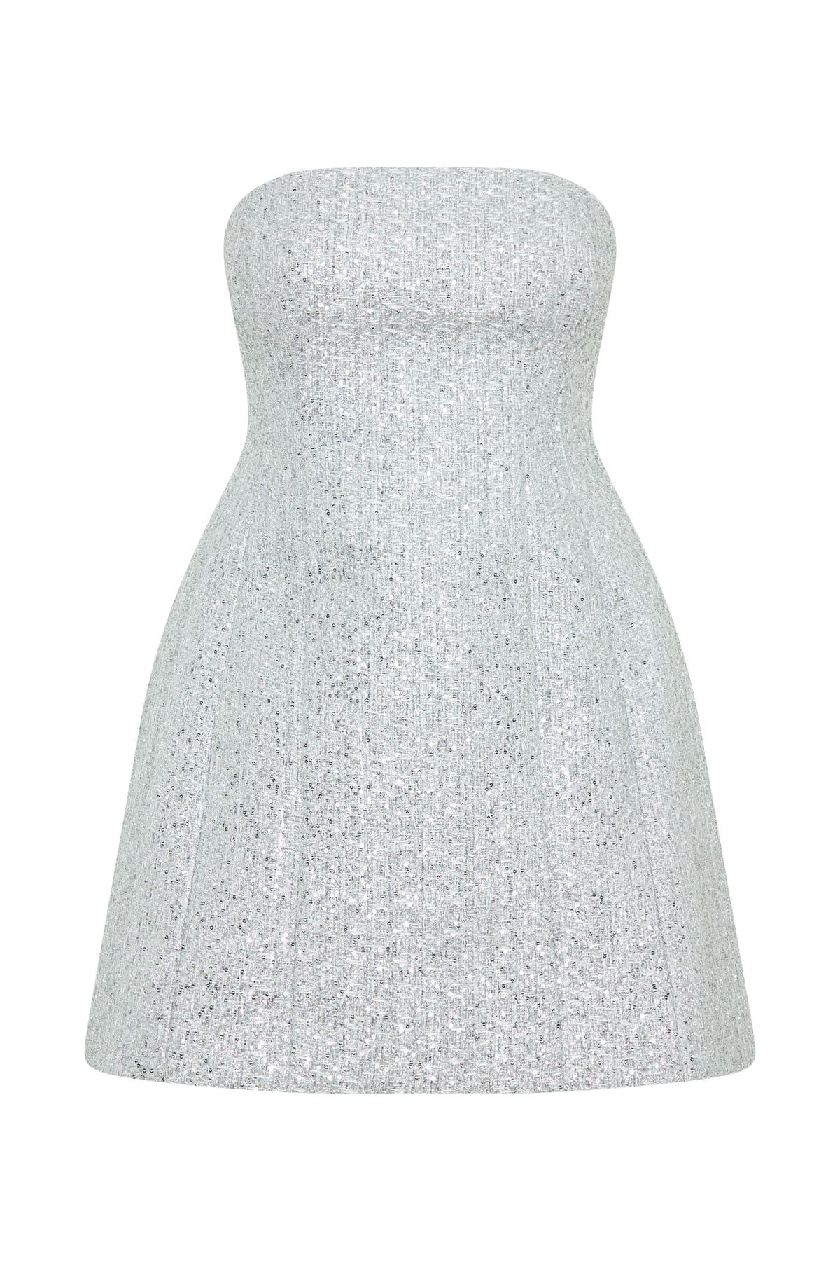 Gala Straplez Tüvit Mini Elbise - Gümüş