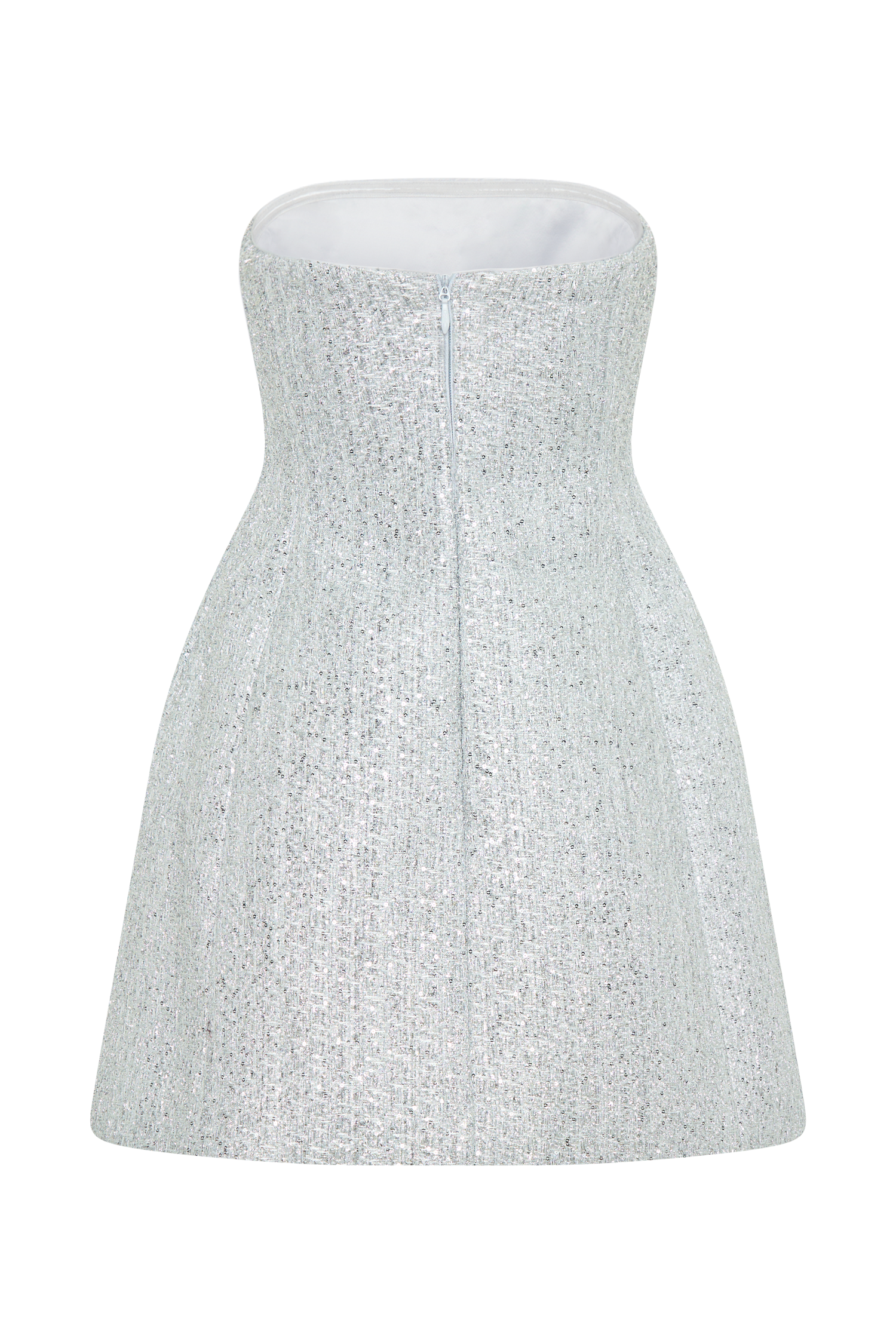Gala Straplez Tüvit Mini Elbise - Gümüş
