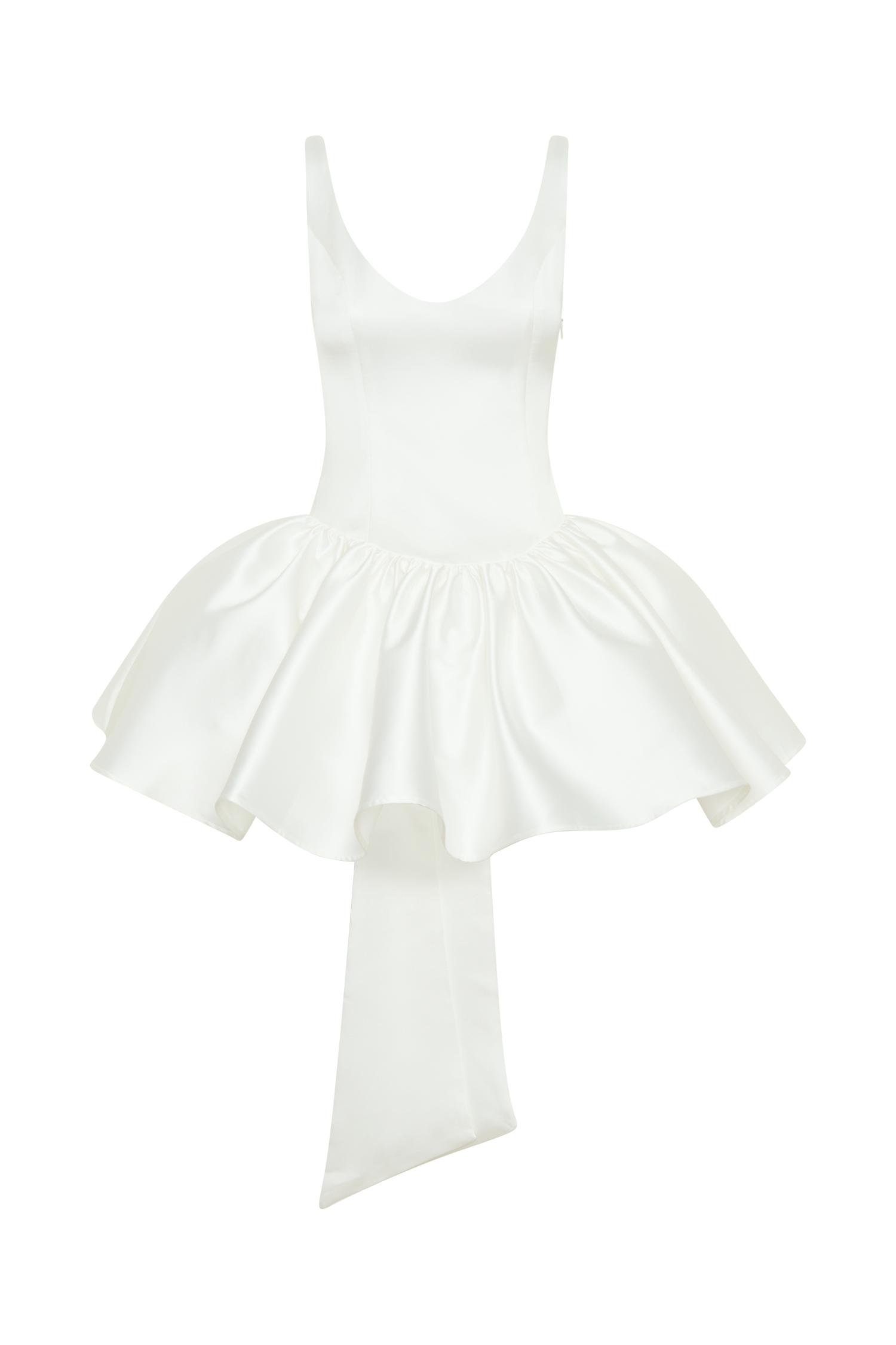 Felicia Fiyonklu Saten Mini Elbise - Beyaz