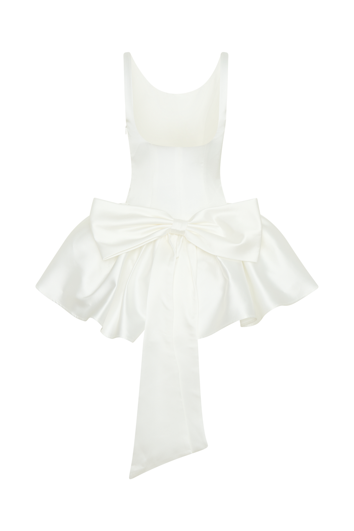 Felicia Fiyonklu Saten Mini Elbise - Beyaz