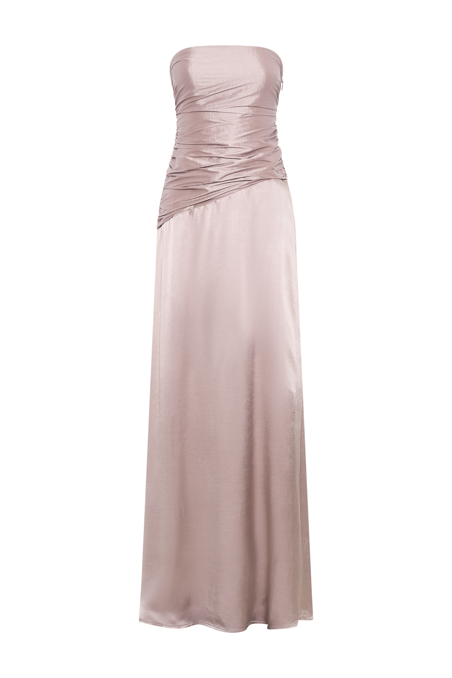 Serena Straplez Tafta Maxi Elbise - Bronz Taupe