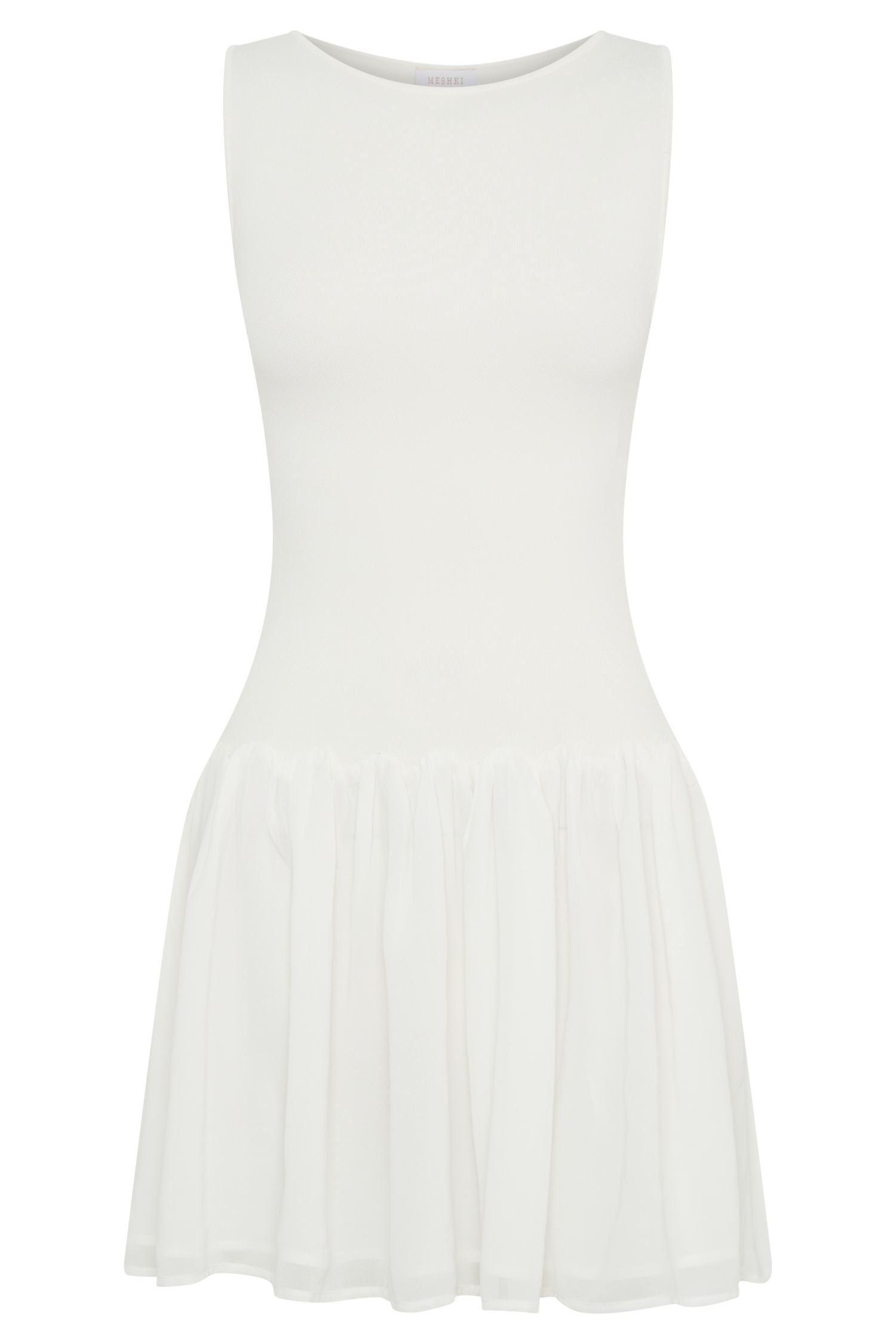 Ashleigh Örgü Ve Şifon Mini Elbise - Fildişi
