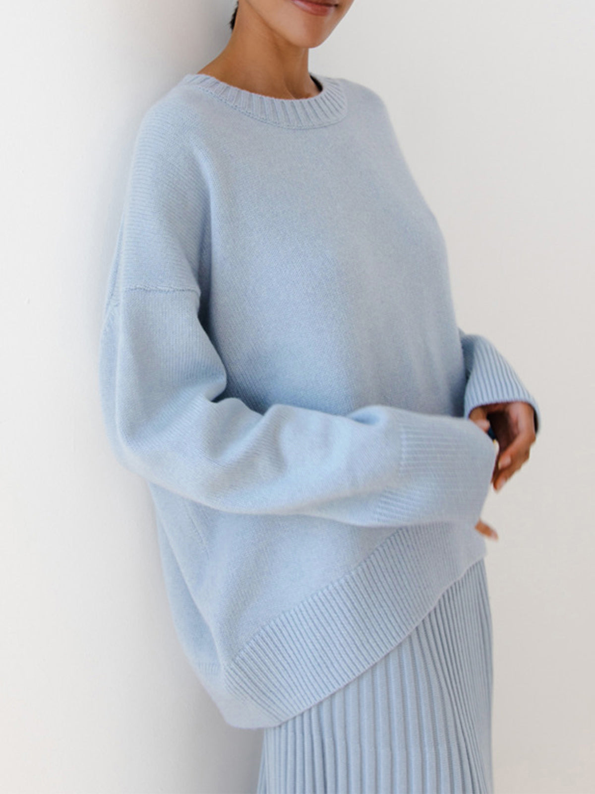 Pamuk Şeker Oversize Kazak - Bebek Mavisi - görsel 1