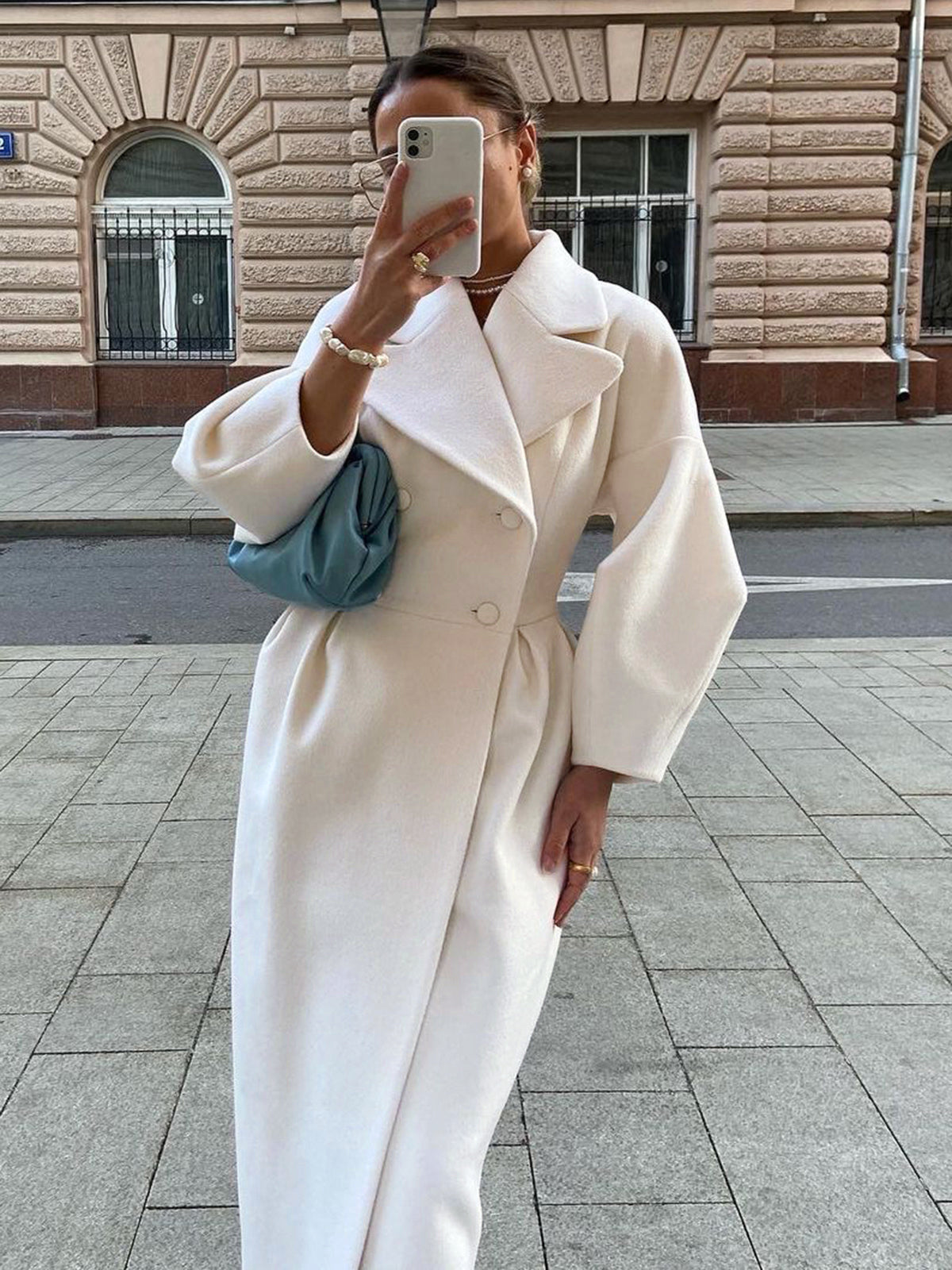 Miss Paris Uzun Kol Trençkot Shift Kalıp Beyaz