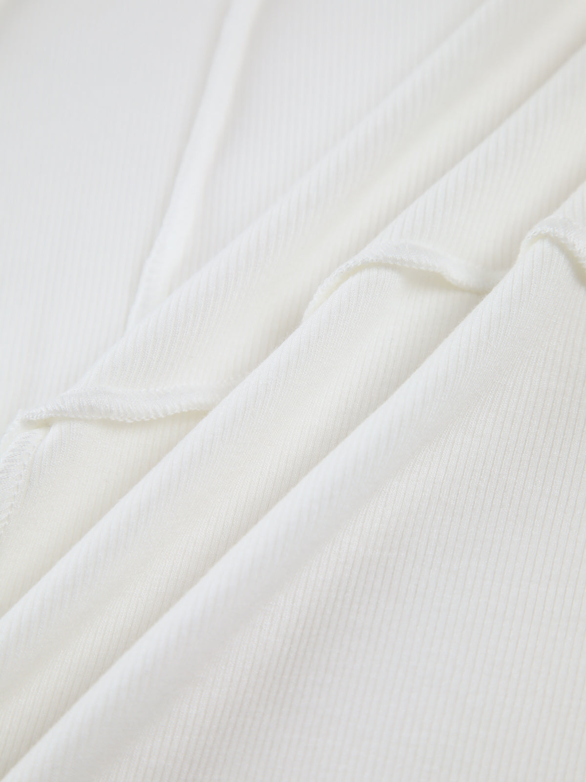 Nervürlü Uzun Kollu Basic Üst Ekru Slim Fit