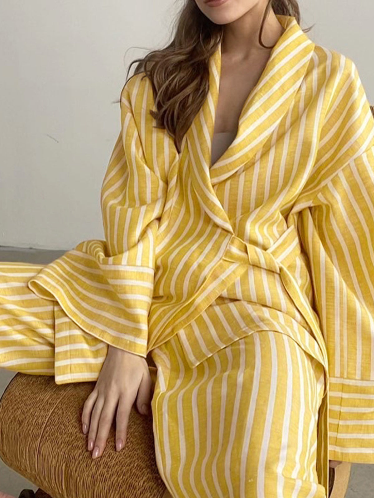 Oversize Düğümlü Çizgili Pantolon Takımı - 2. görünüm