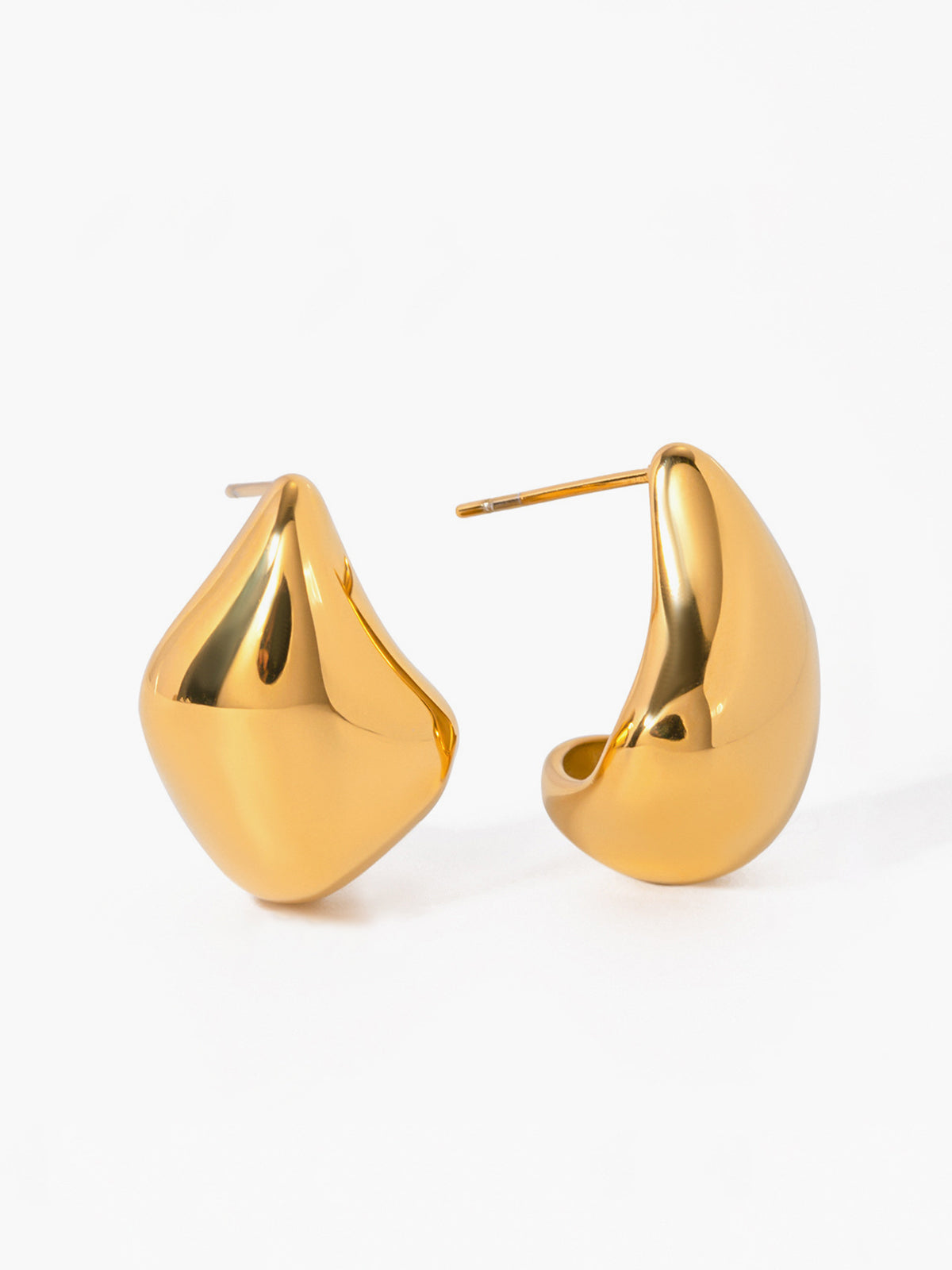 Düzensiz Şekilli Titanyum Çelik Küpeler Gümüş