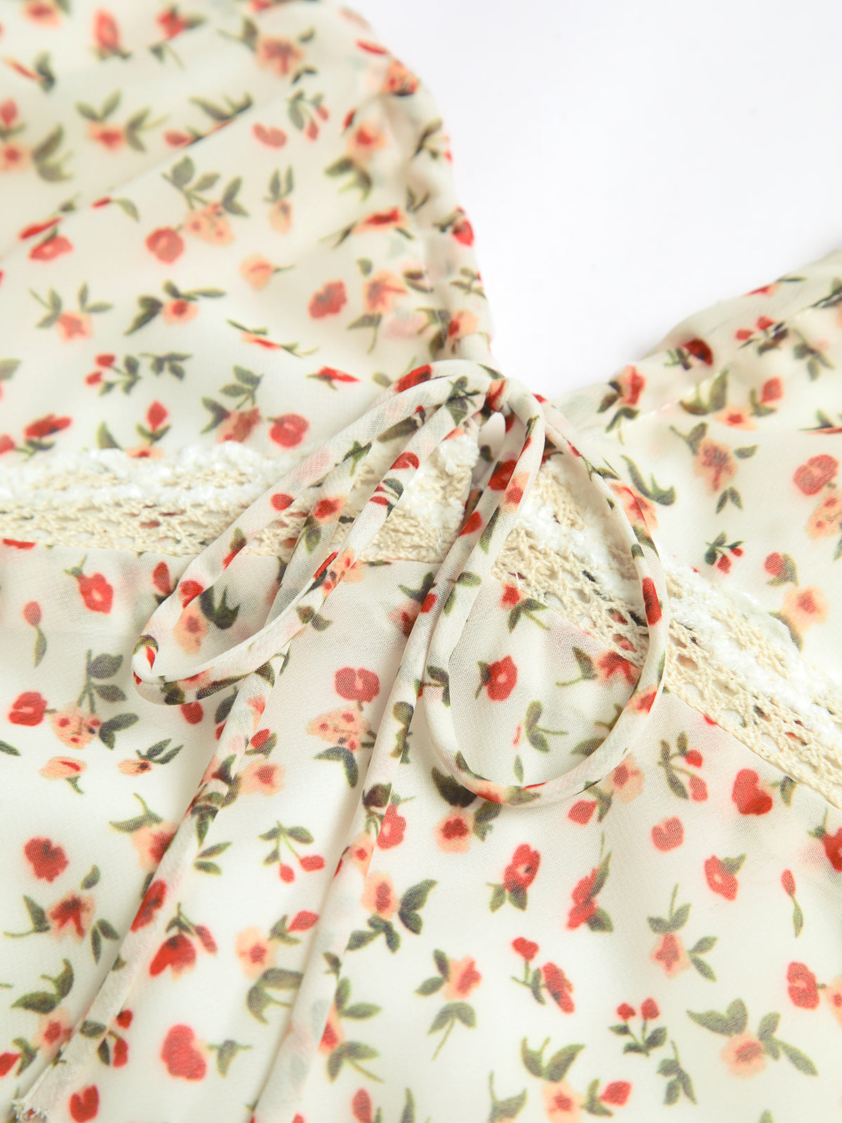 Boho Çiçekli Düğümlü Askılı Maxi Elbise Turuncu