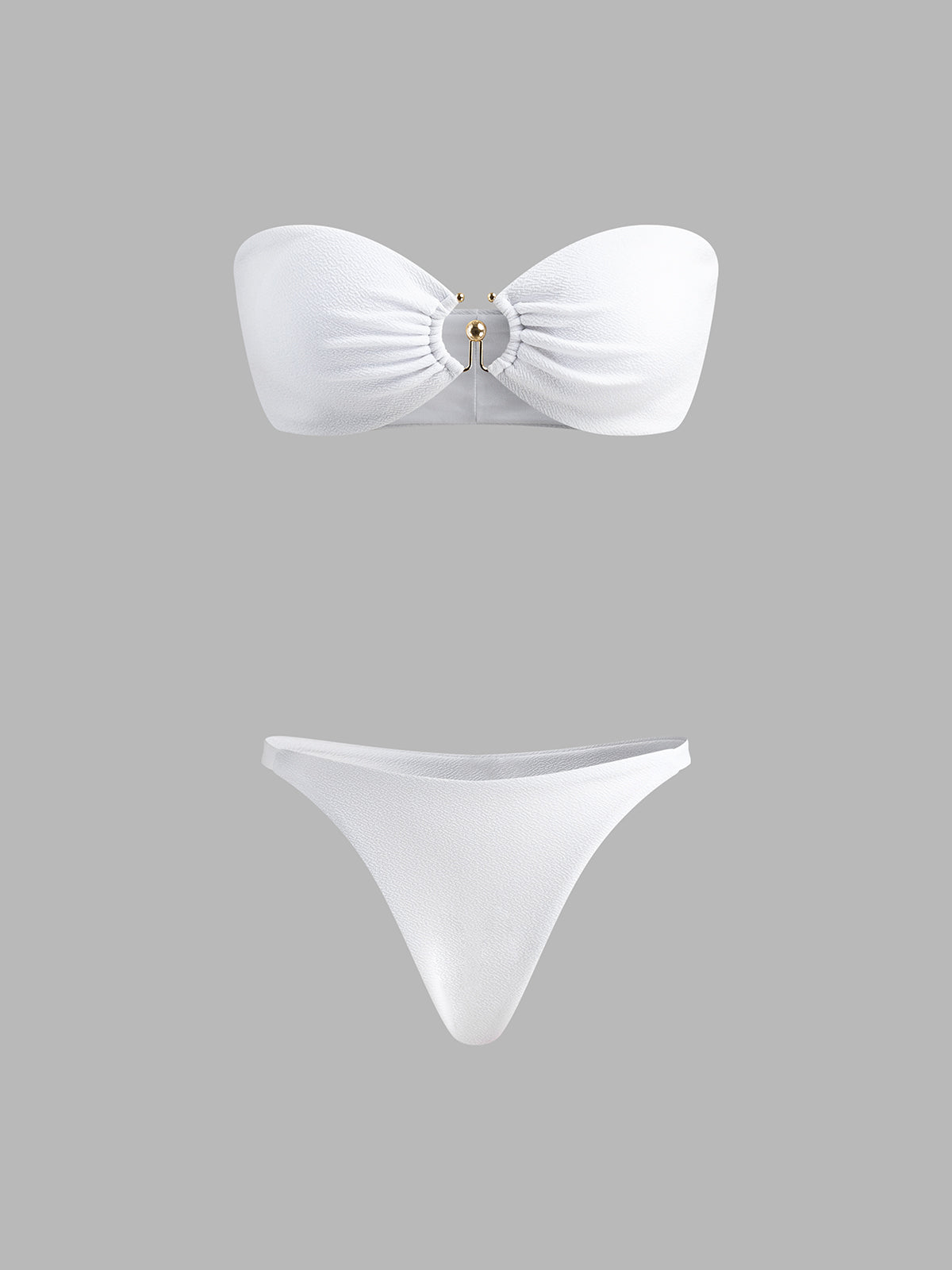 Halka Kesimli Bikini Takımı Beyaz Çıkarılabilir Pedli