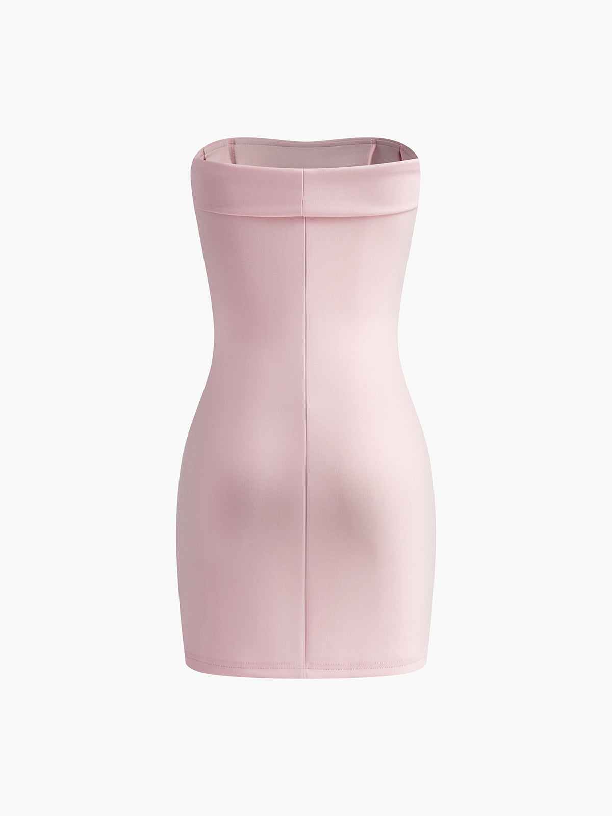 Straplez Kısa Abiye Elbise Pembe Slim Fit