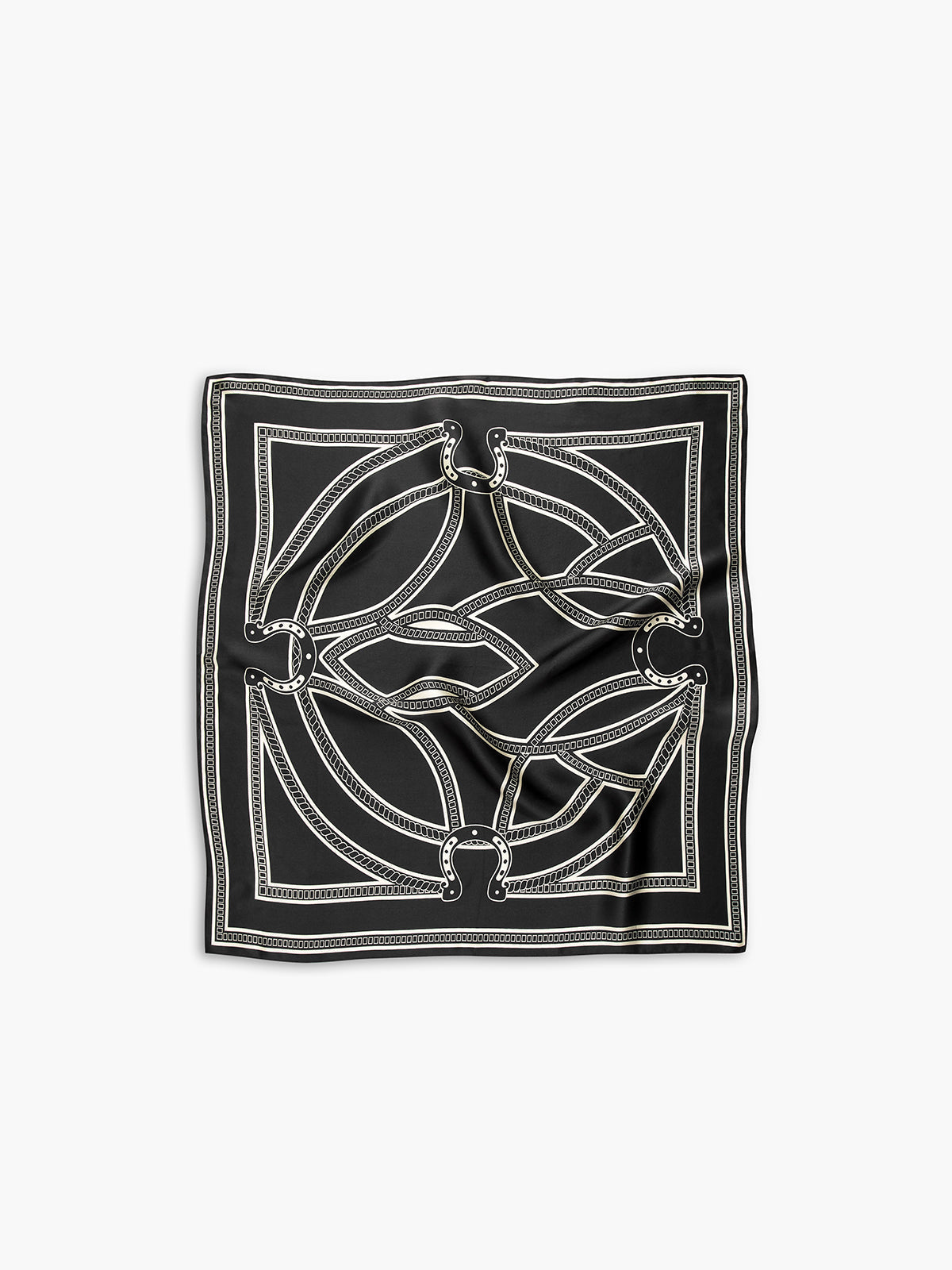 İpek Totem Eşarp Siyah Geometrik Desen 65x65cm