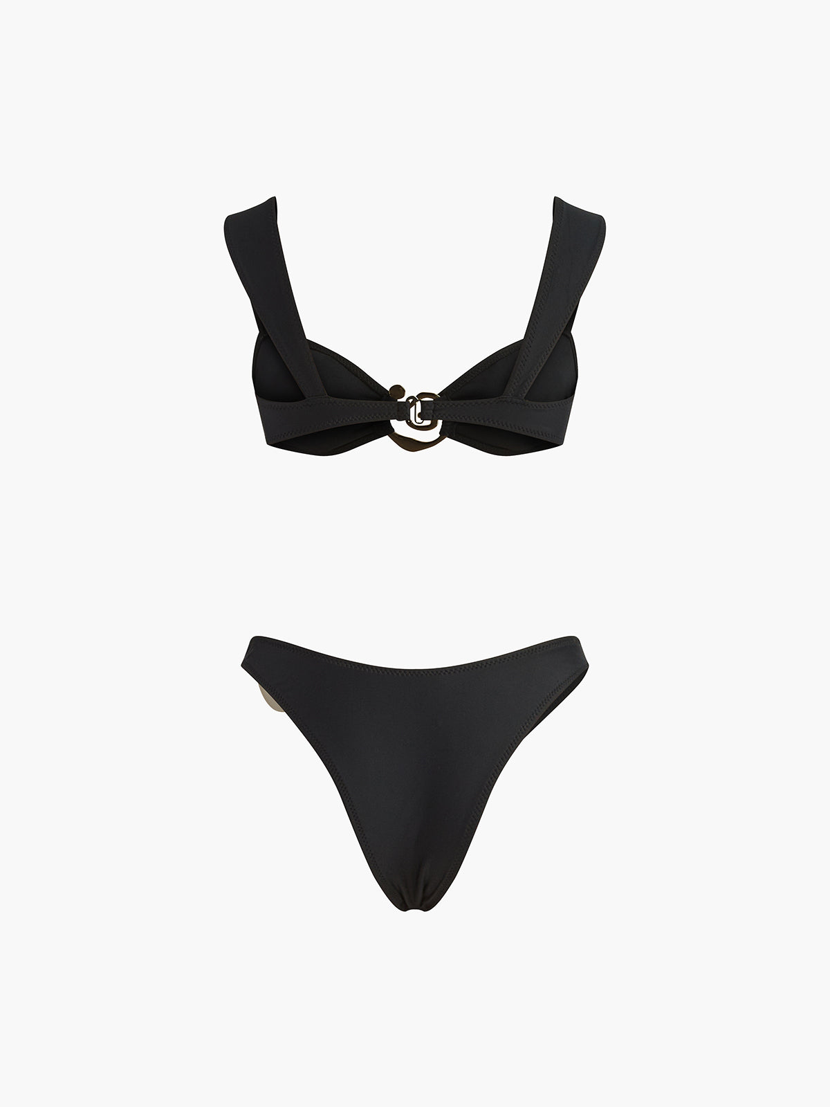 Altın Spiral Bikini Takımı Siyah Metal Detaylı