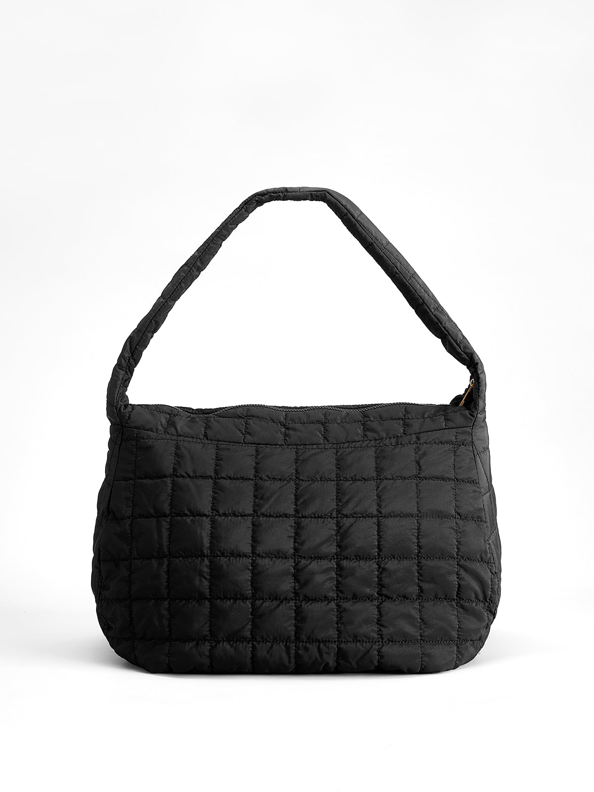 Ekose Büyük Puffer Omuz Çanta Siyah Bulut Model