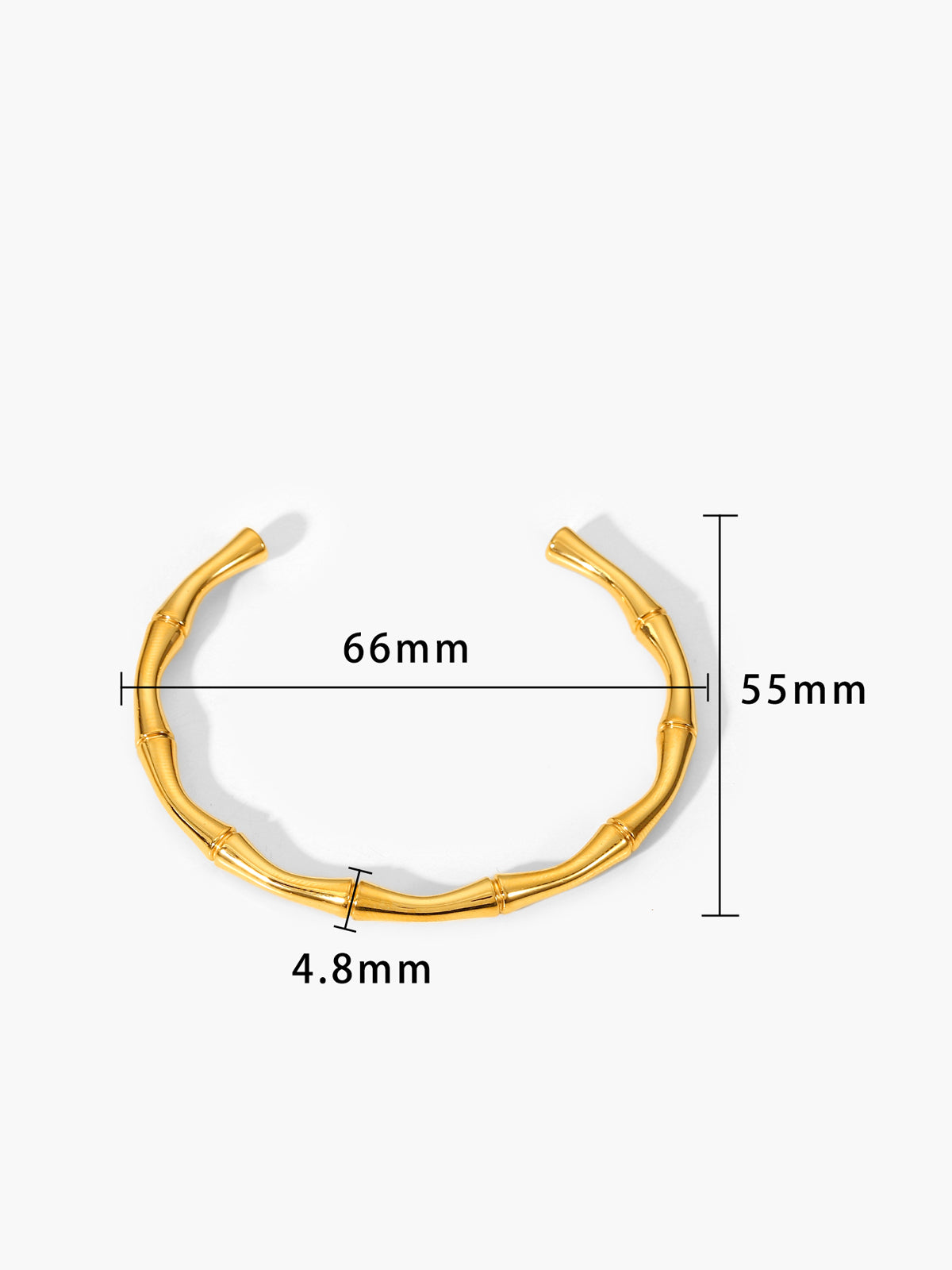 Altın Açık Bambu Bileklik Titanyum Çelik Minimalist - 3. görünüm