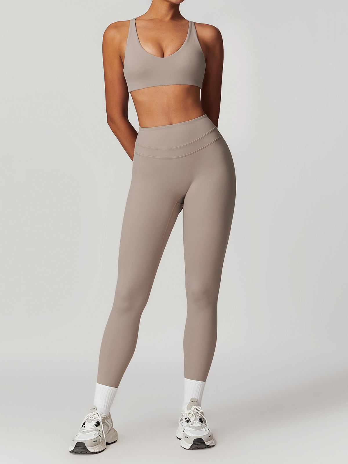 Yüksek Bel Spor Tayt Skinny Kesim Gri
