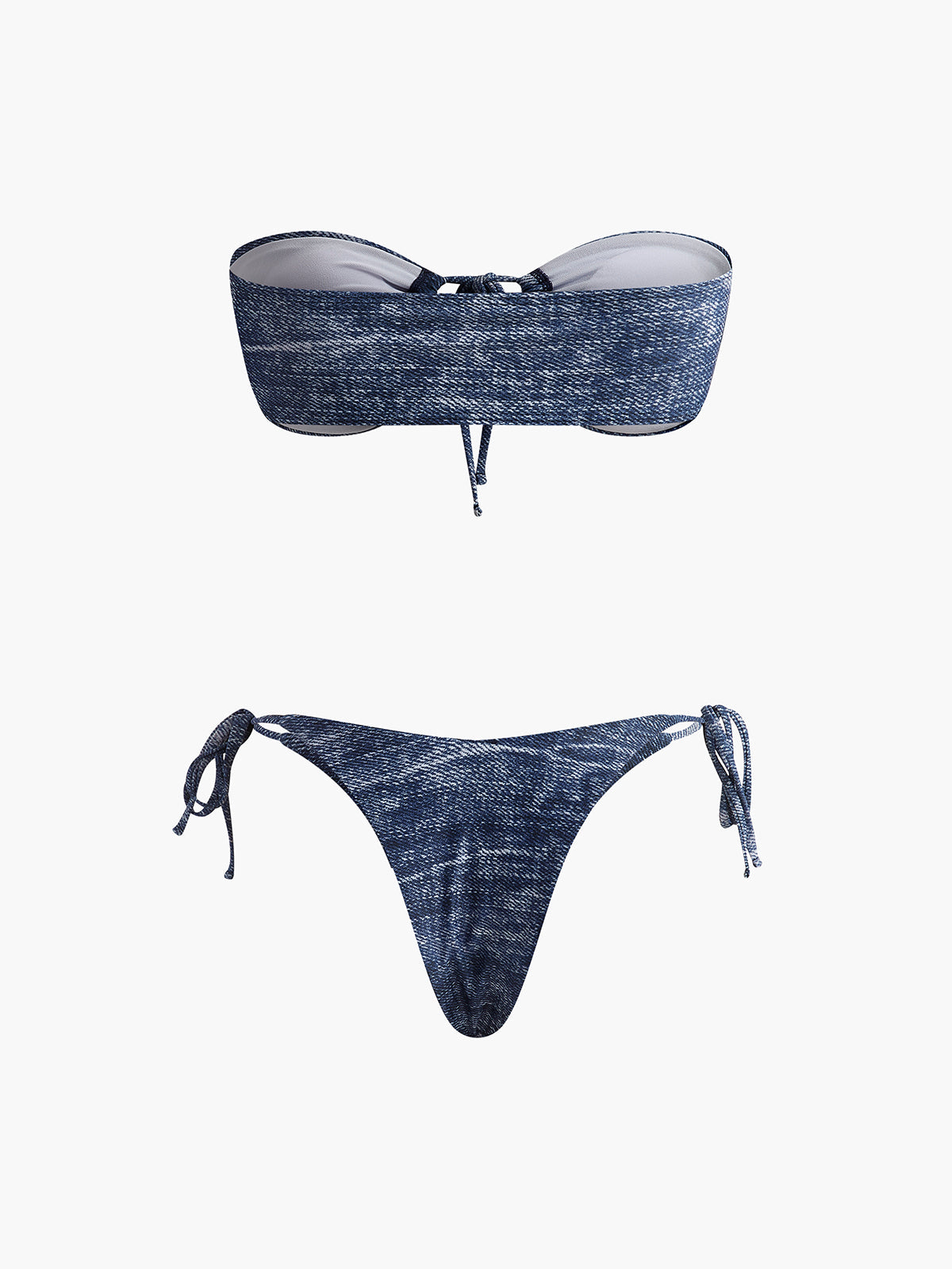 Vintage Straplez Bikini Takımı Lacivert Çıkarılabilir Pedli